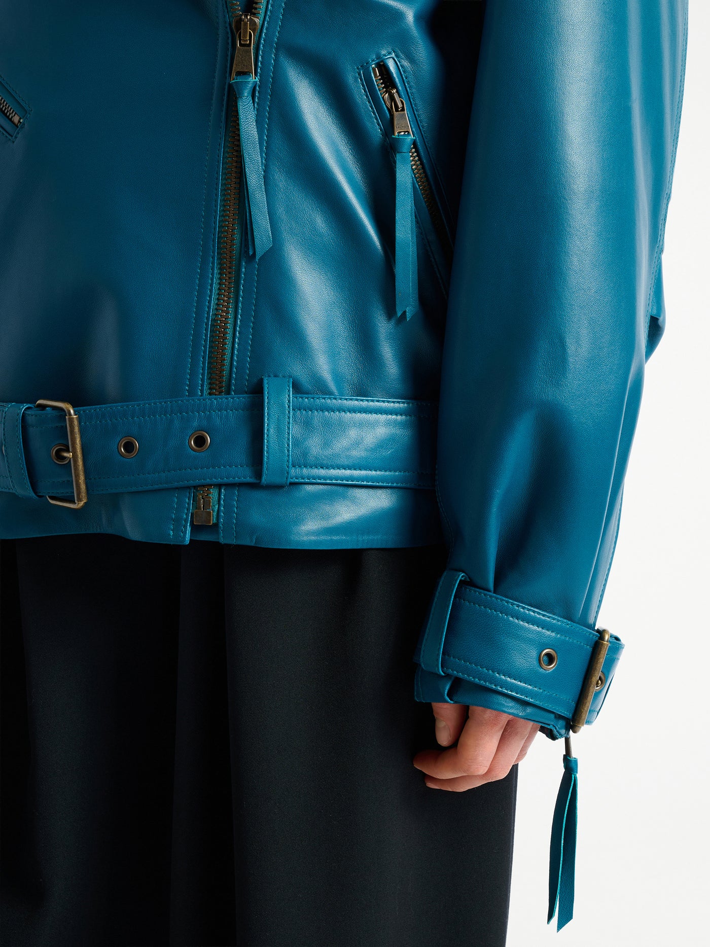 Lambskin leather biker jacket