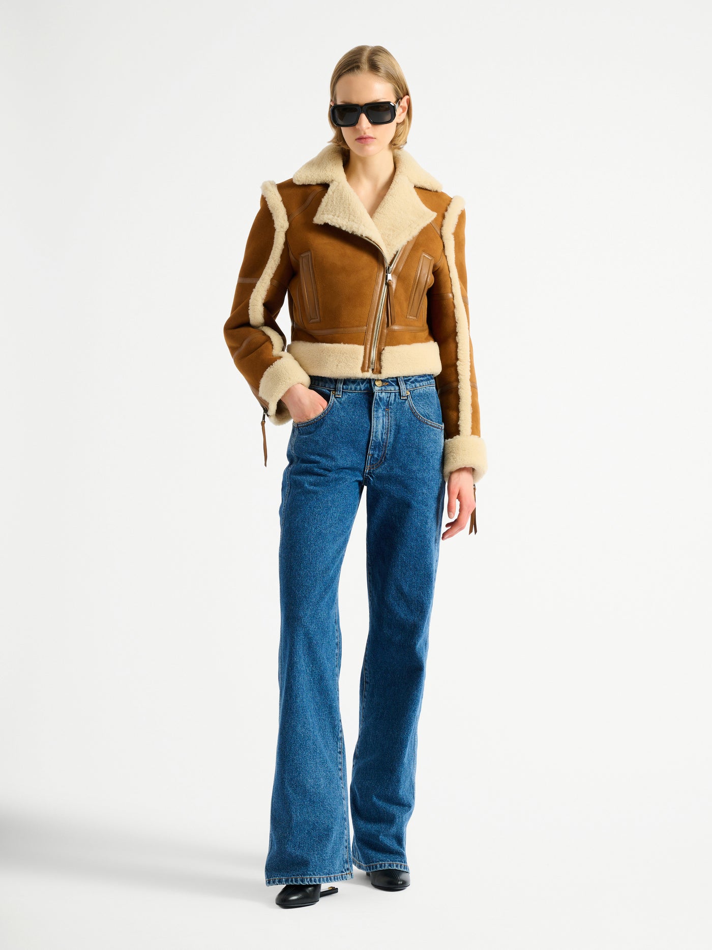 Shearling biker jacket
