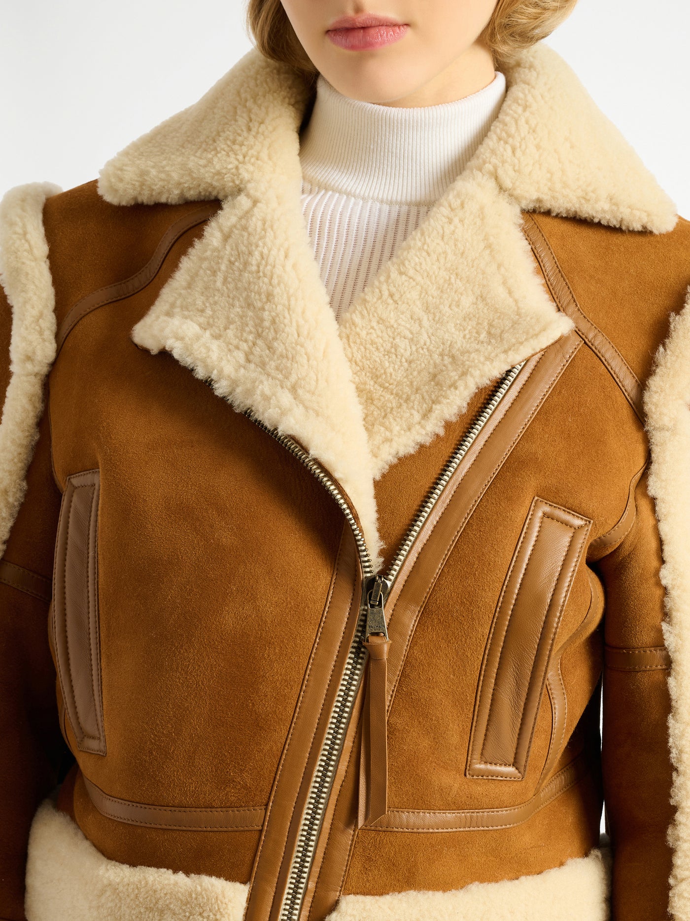 Shearling biker jacket