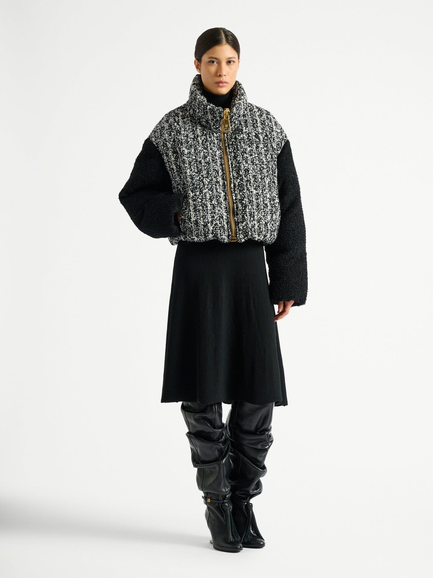 Padded two-tone tweed jacket