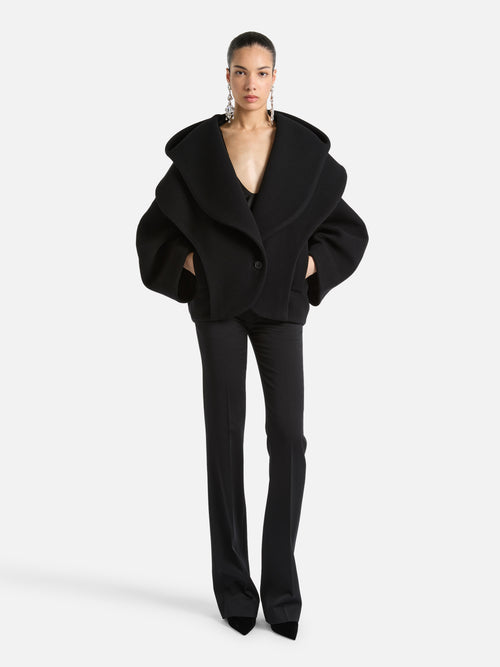 Oversized wool pea coat with hood