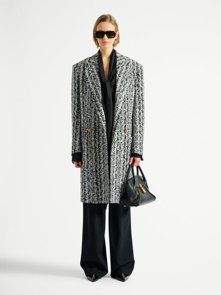Long tweed coat black - Women | BALMAIN