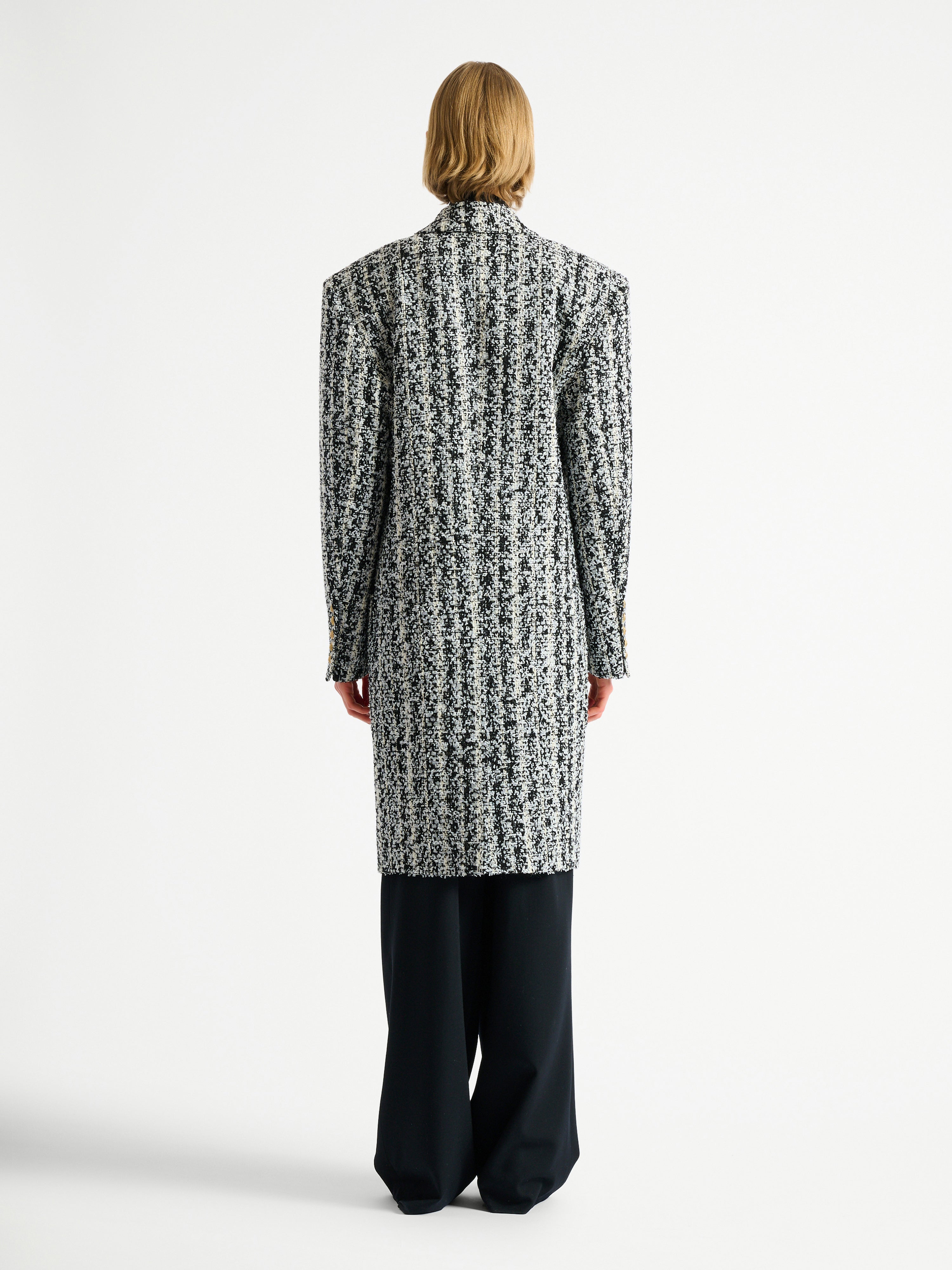 Long tweed coat black - Women | BALMAIN