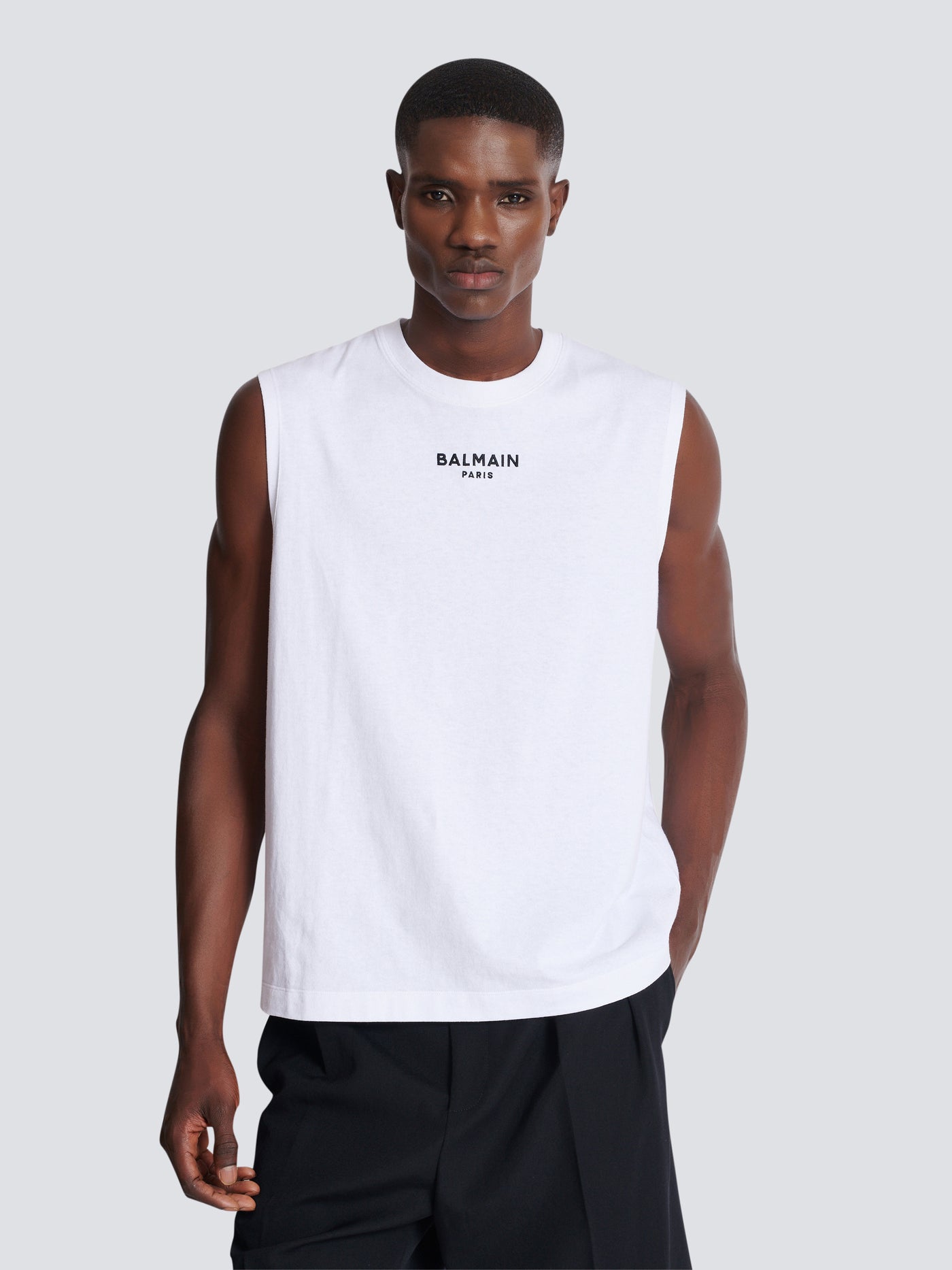 Embroidered Balmain Paris tank top