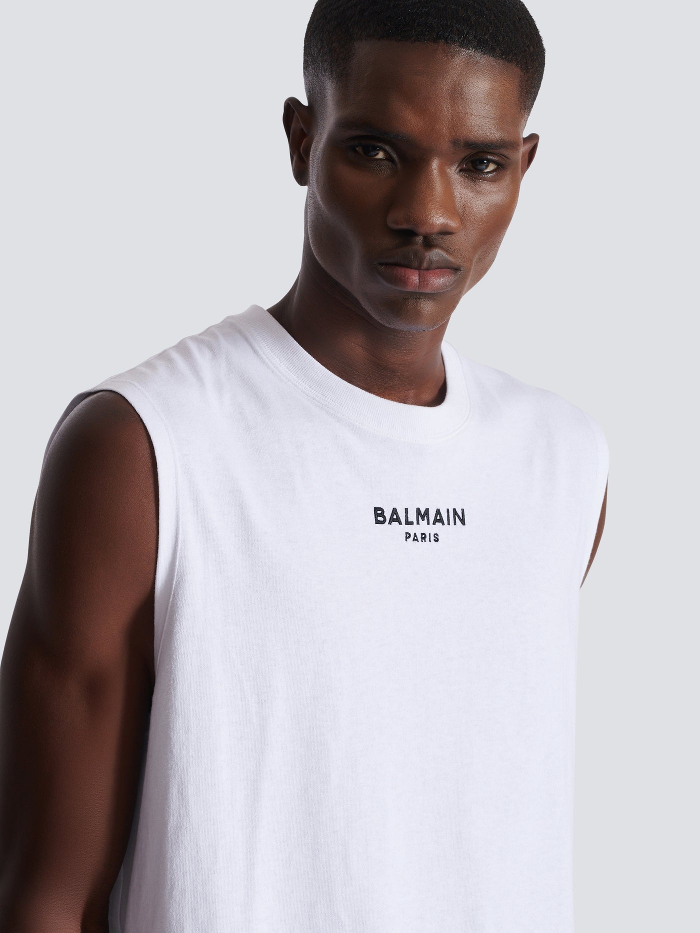 Embroidered Balmain Paris tank top