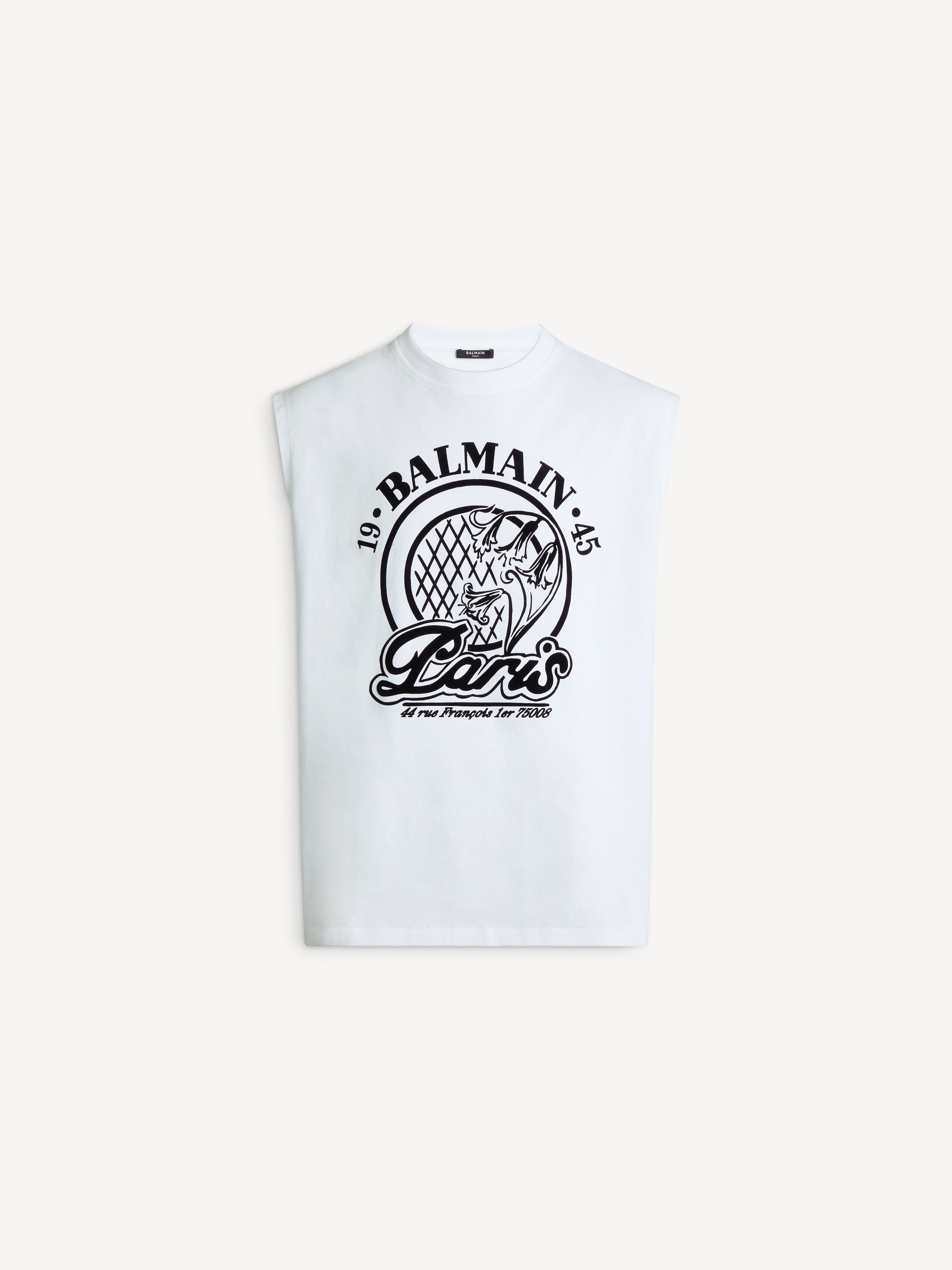 Flocked Balmain Quilted tank top white - Men | BALMAIN • BALMAIN USA