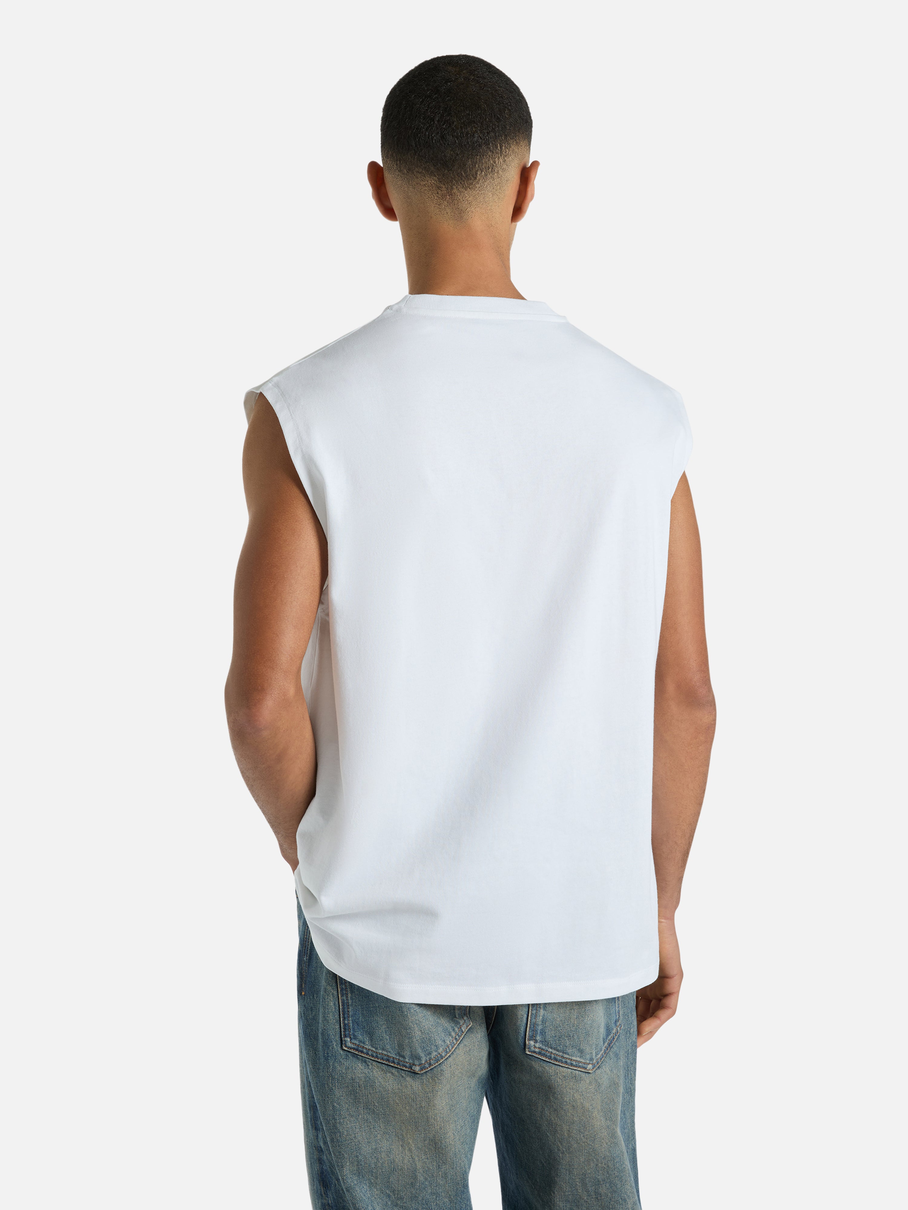 Flocked Balmain Quilted tank top white - Men | BALMAIN
