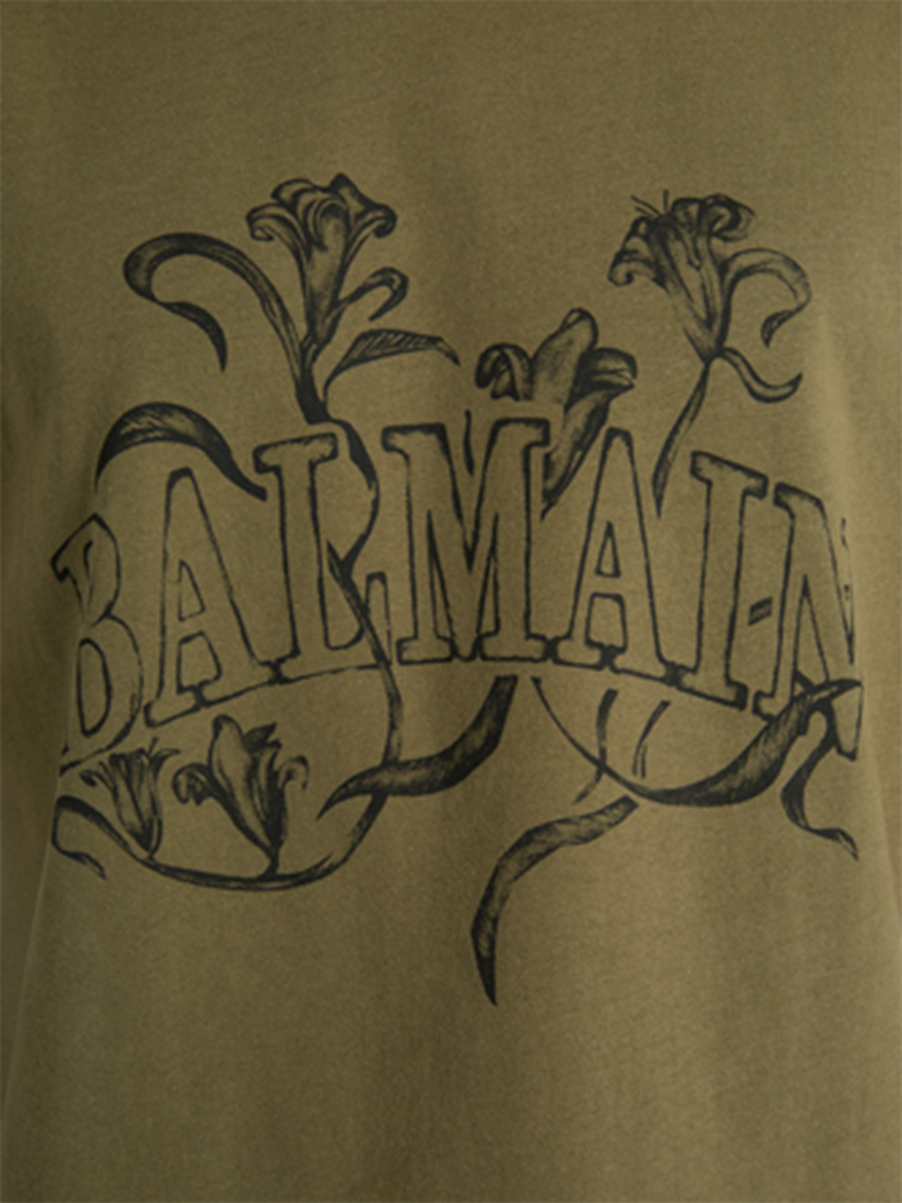Printed Balmain Bloom T-shirt khaki - Men | BALMAIN