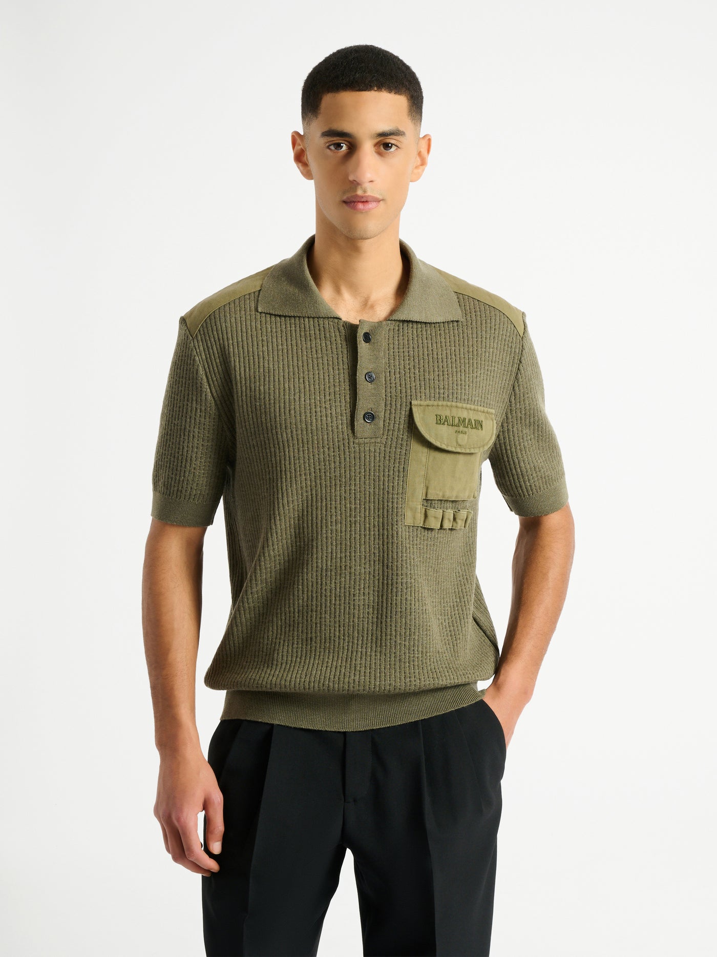 Balmain Vintage Utility ribbed knit polo