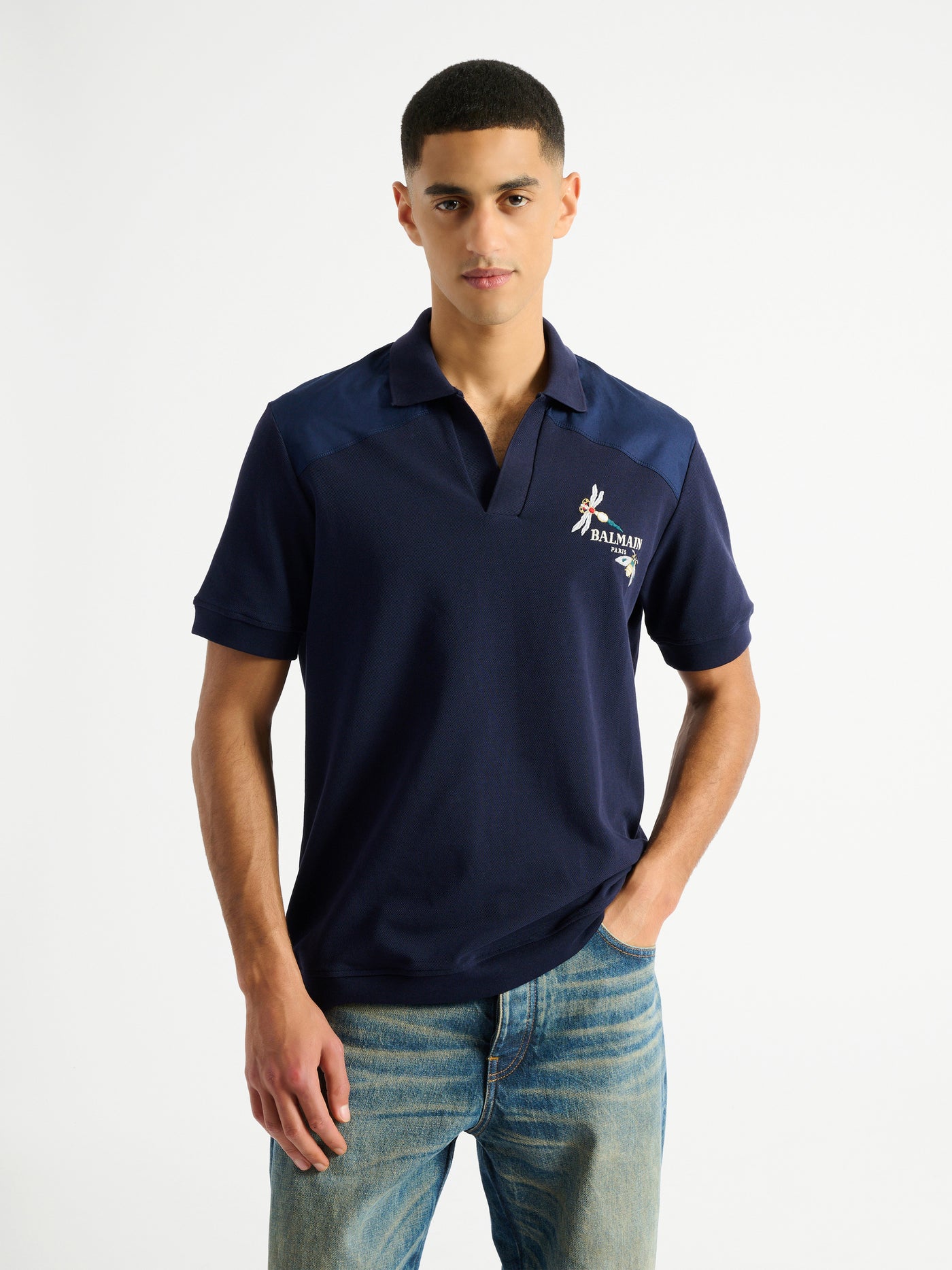 Embroidered Balmain Insect polo