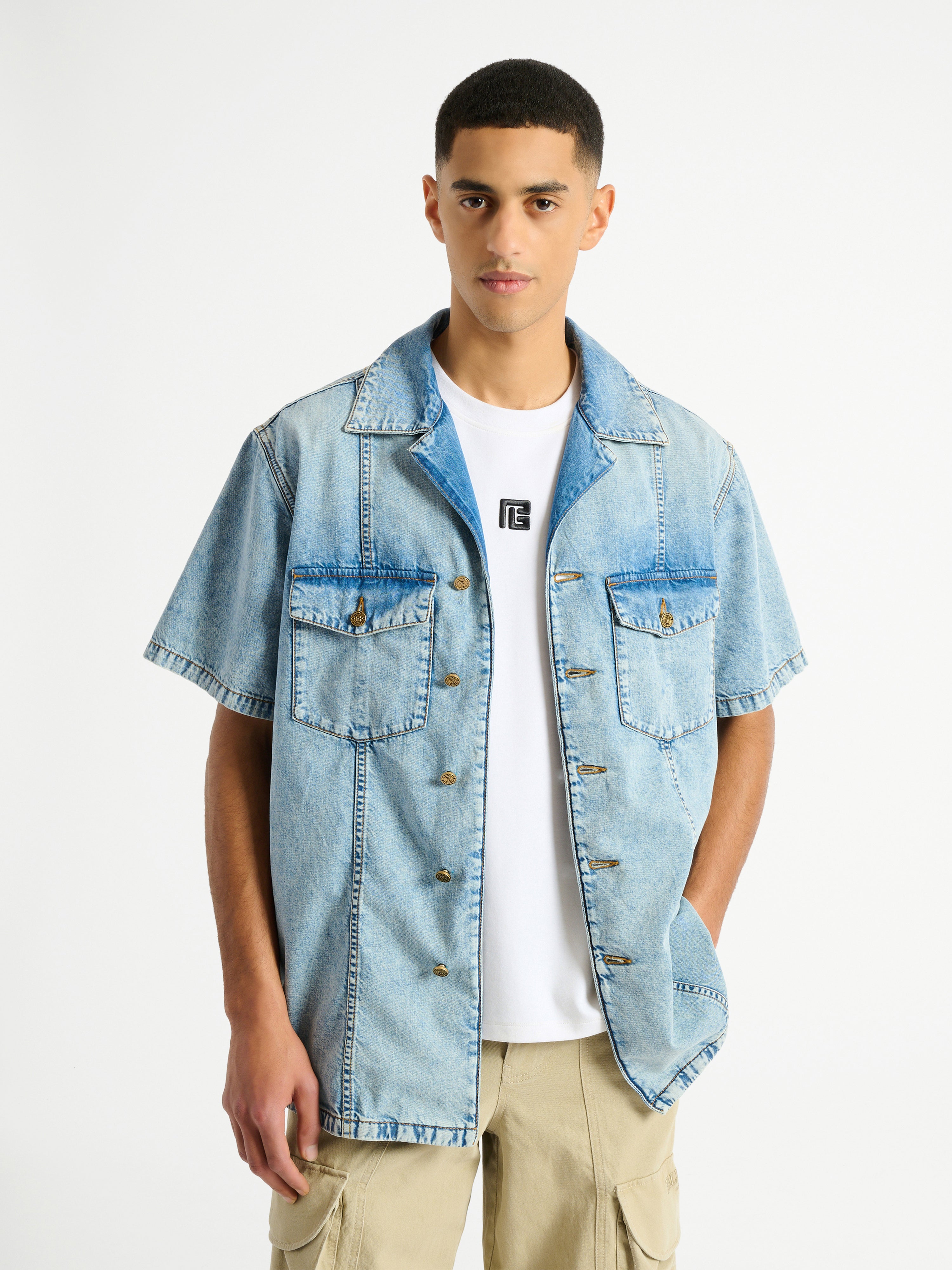 Light blue denim shirt blue - Men | BALMAIN
