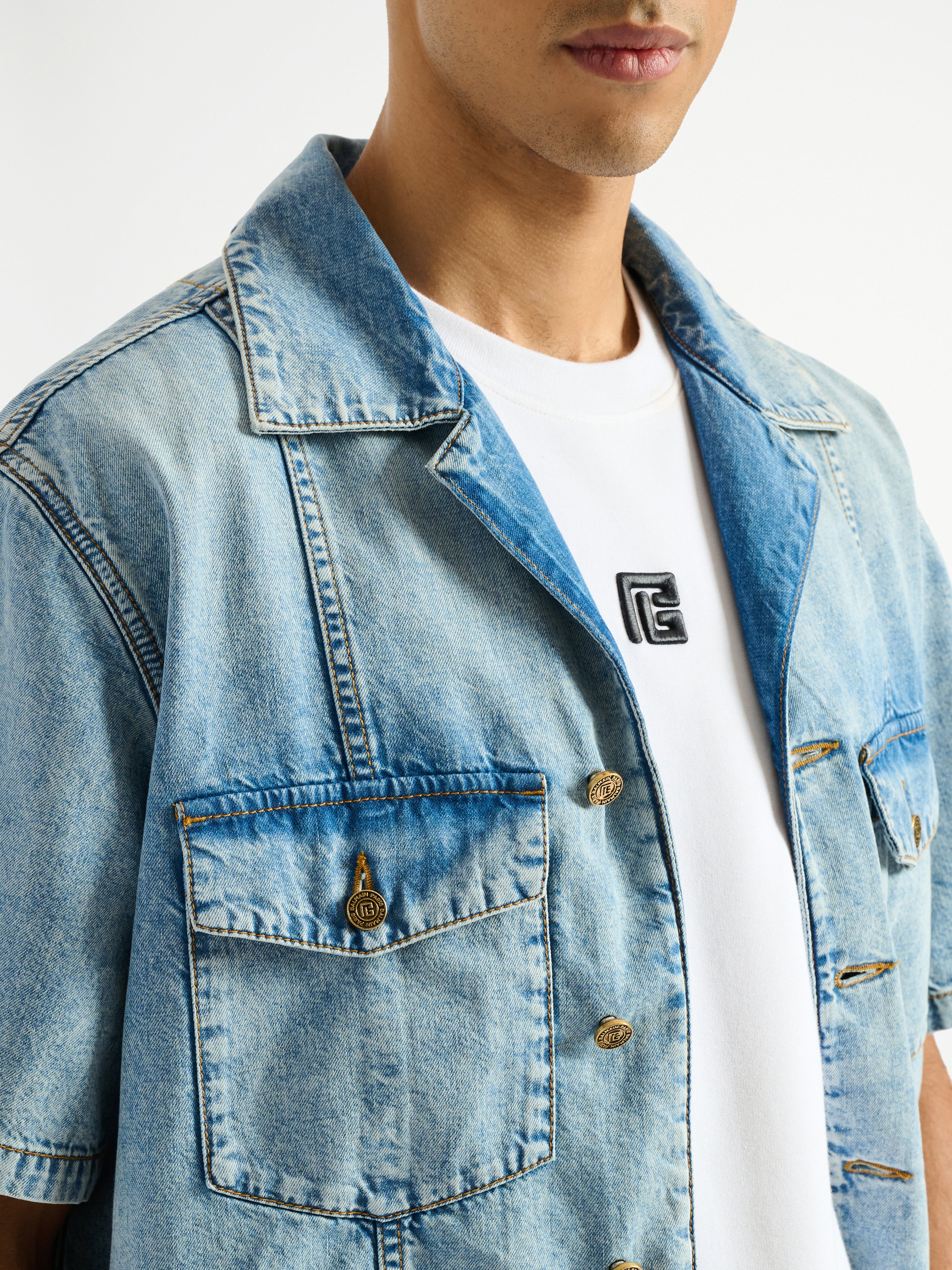 Light blue denim shirt blue - Men | BALMAIN