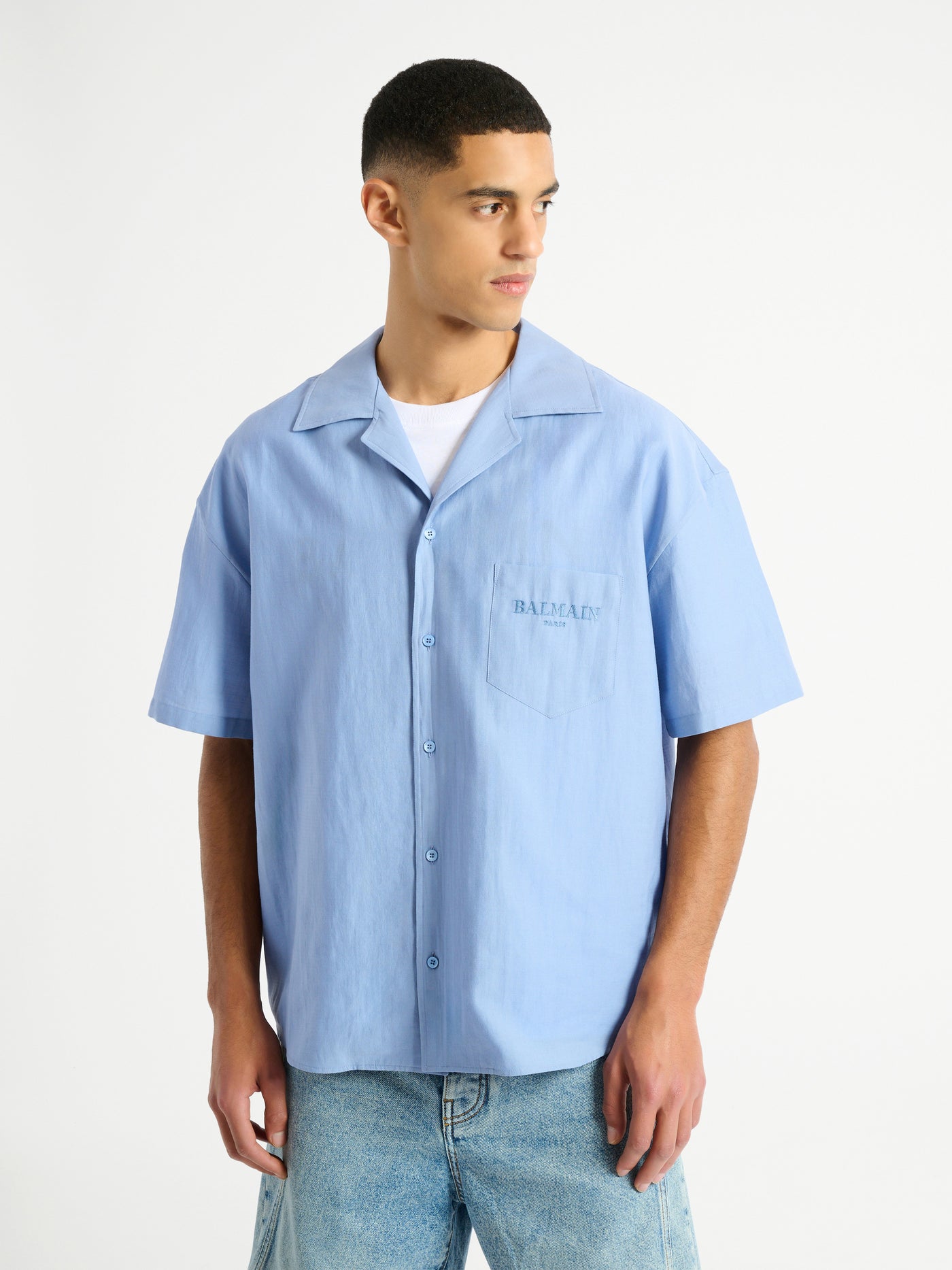 Balmain Vintage shirt in herringbone poplin