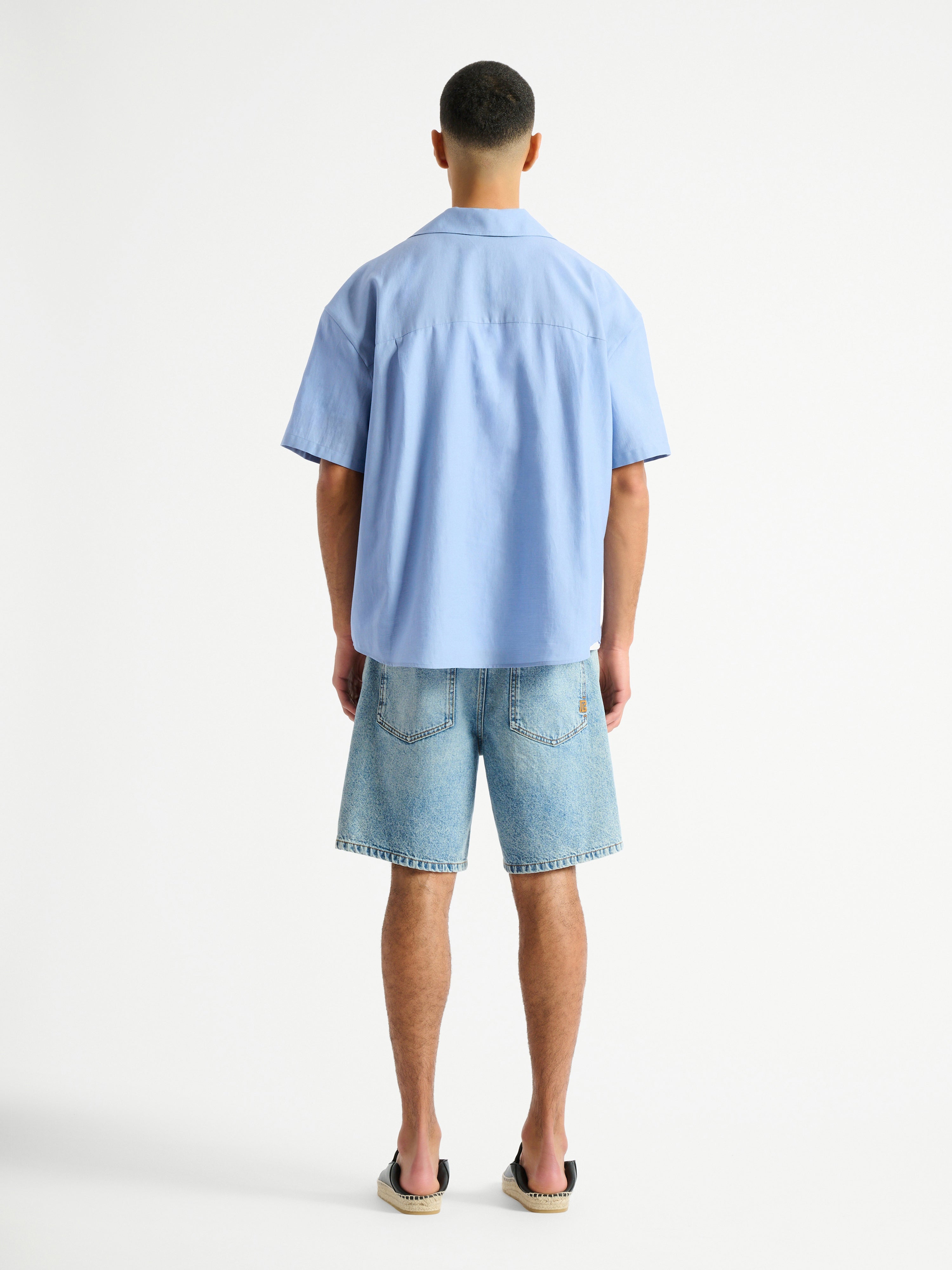 Balmain Vintage shirt in herringbone poplin blue - Men | BALMAIN