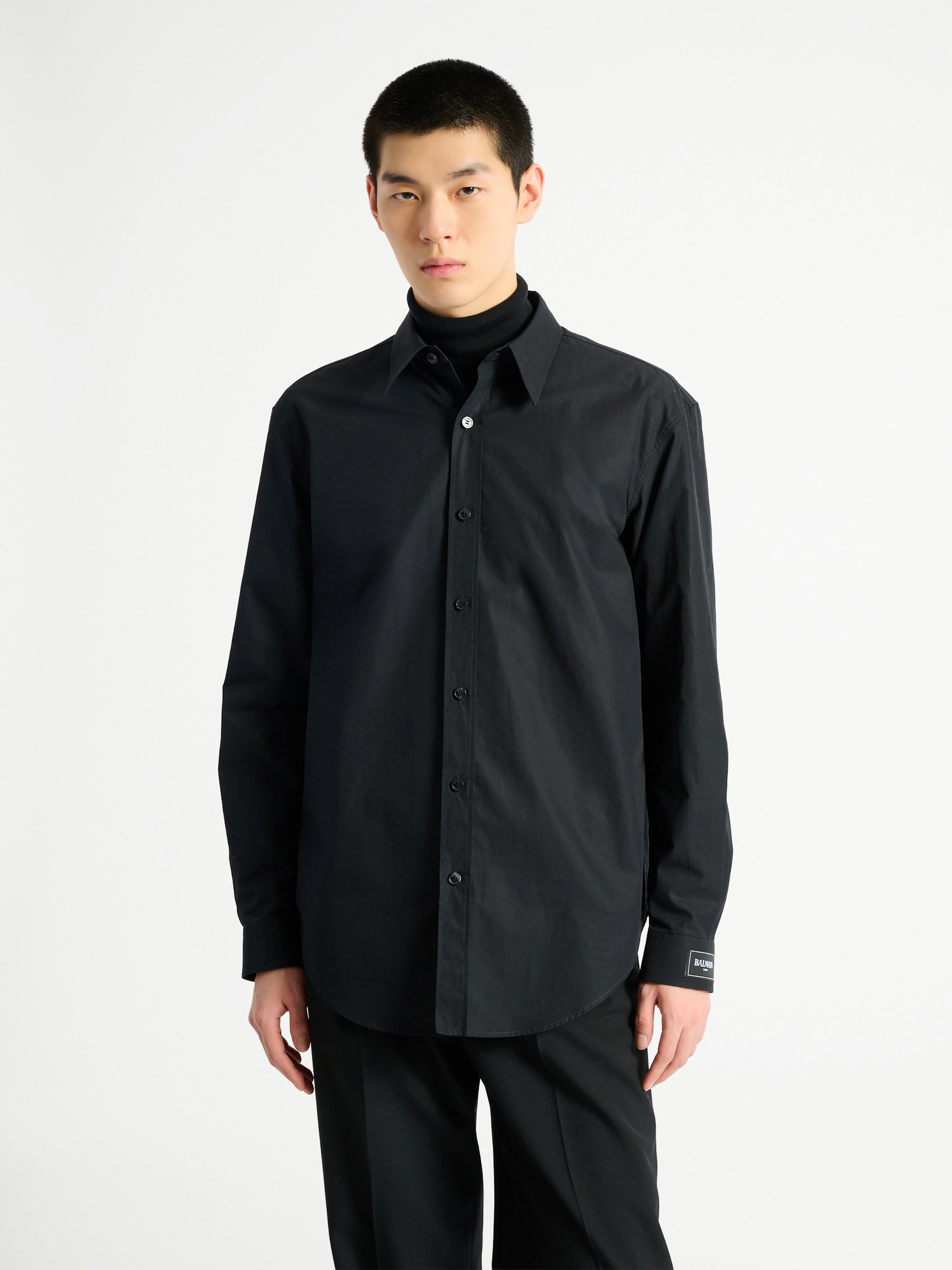 Balmain Paris shirt in cotton poplin black - Men | BALMAIN