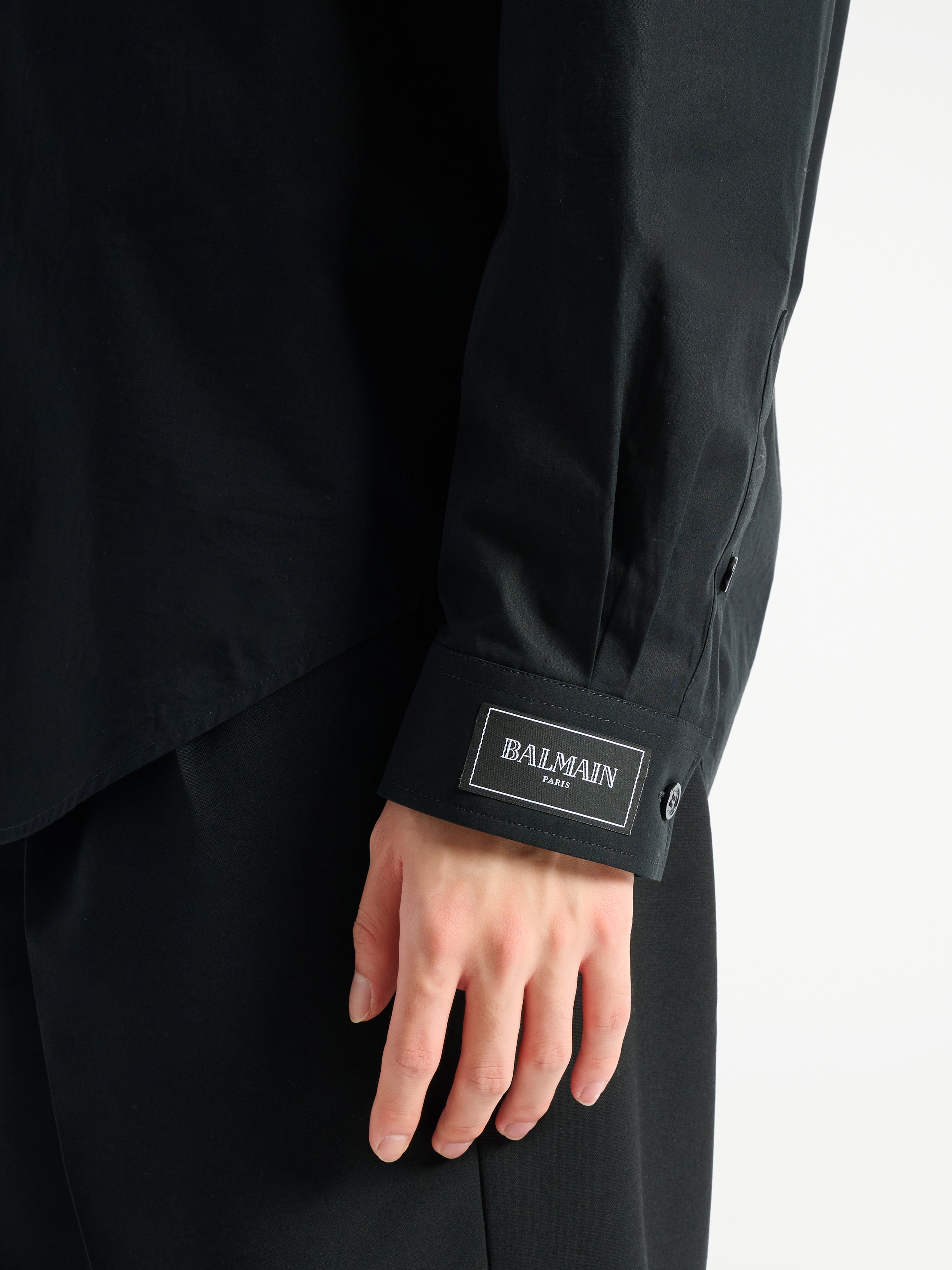 Balmain Paris shirt in cotton poplin black - Men | BALMAIN