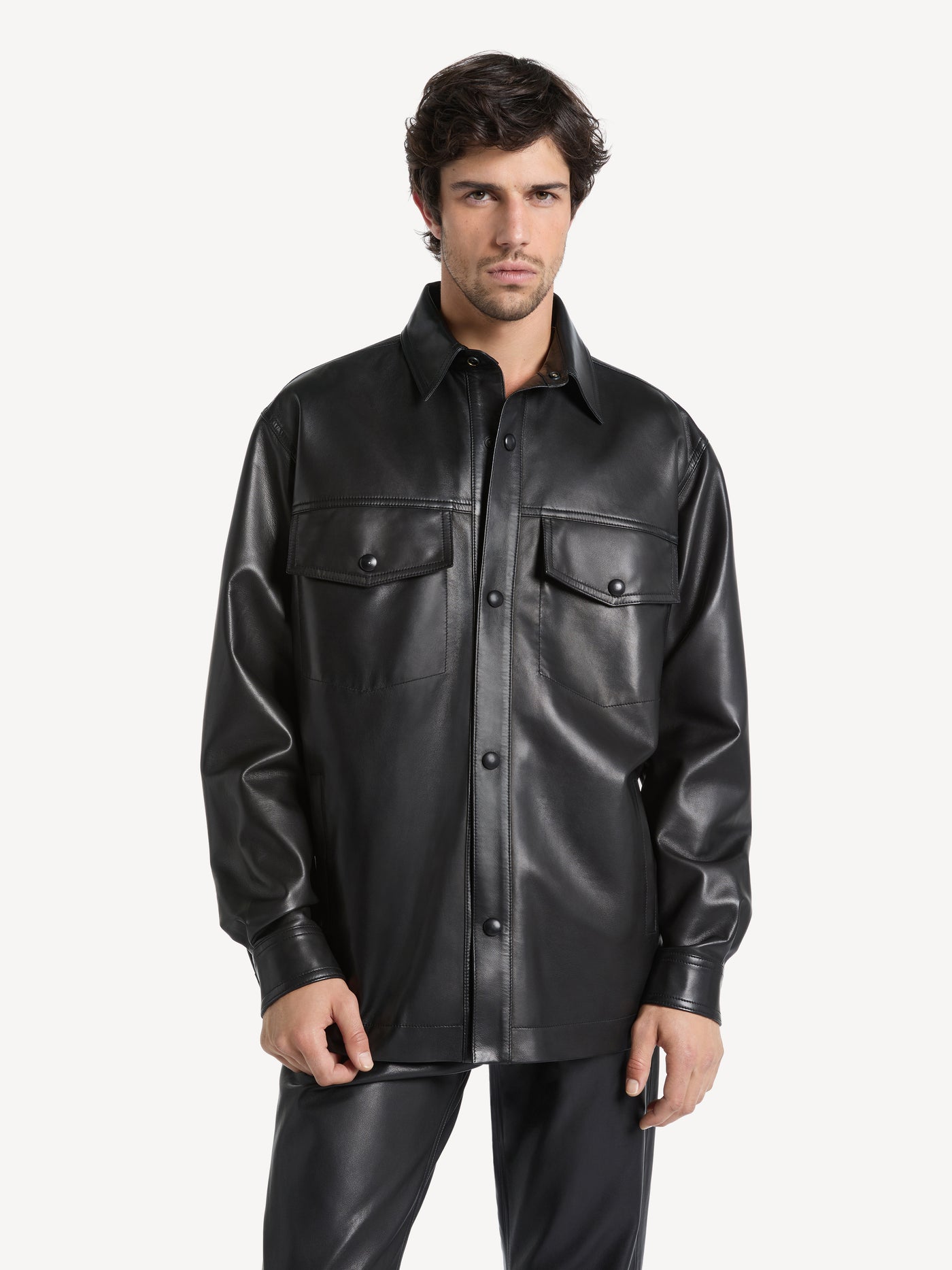 Leather overshirt