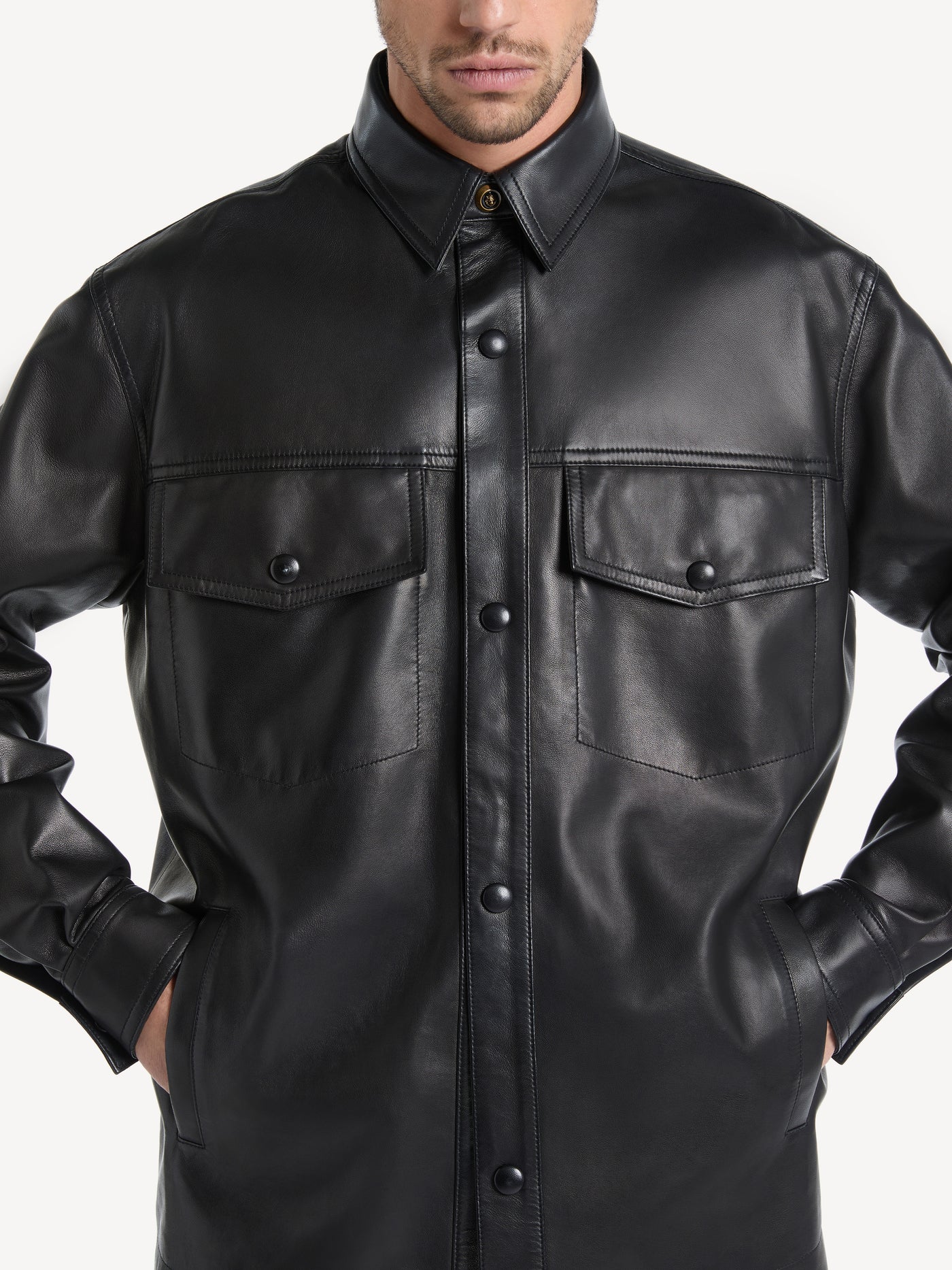 Leather overshirt