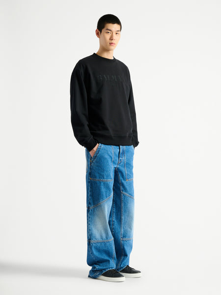 伊製！BALMAIN バルマン ヴィンテージ ノースリーブ スエットパーカー！ Balmain Vintage 刺しゅう入り スウェットシャツ ブラック - メンズ