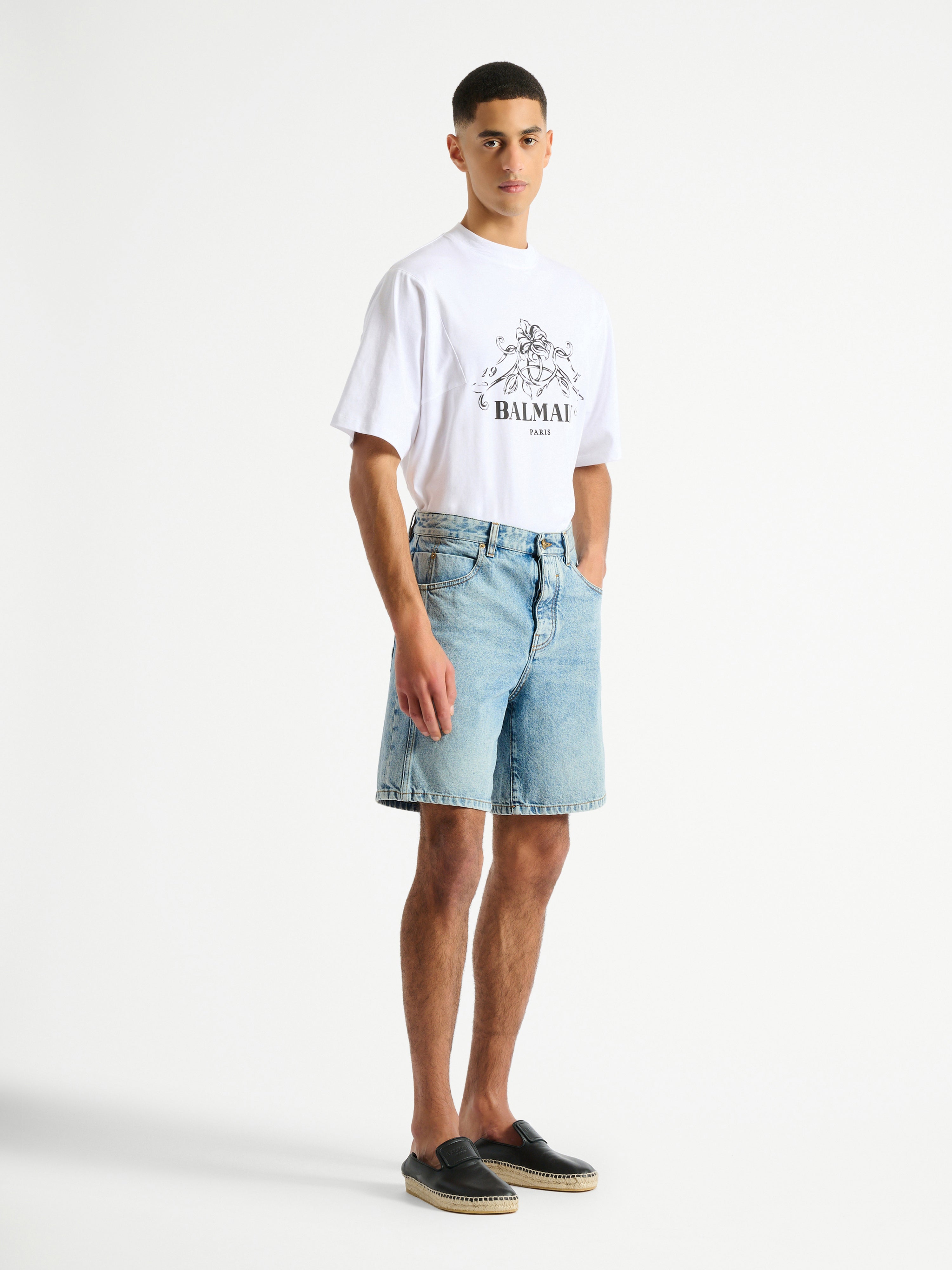 【未使用級✨️BALMAIN✨️正規品✨️パンツ】 定価25万以上 極近年タグ Light blue denim Bermuda shorts blue - Men | BALMAIN