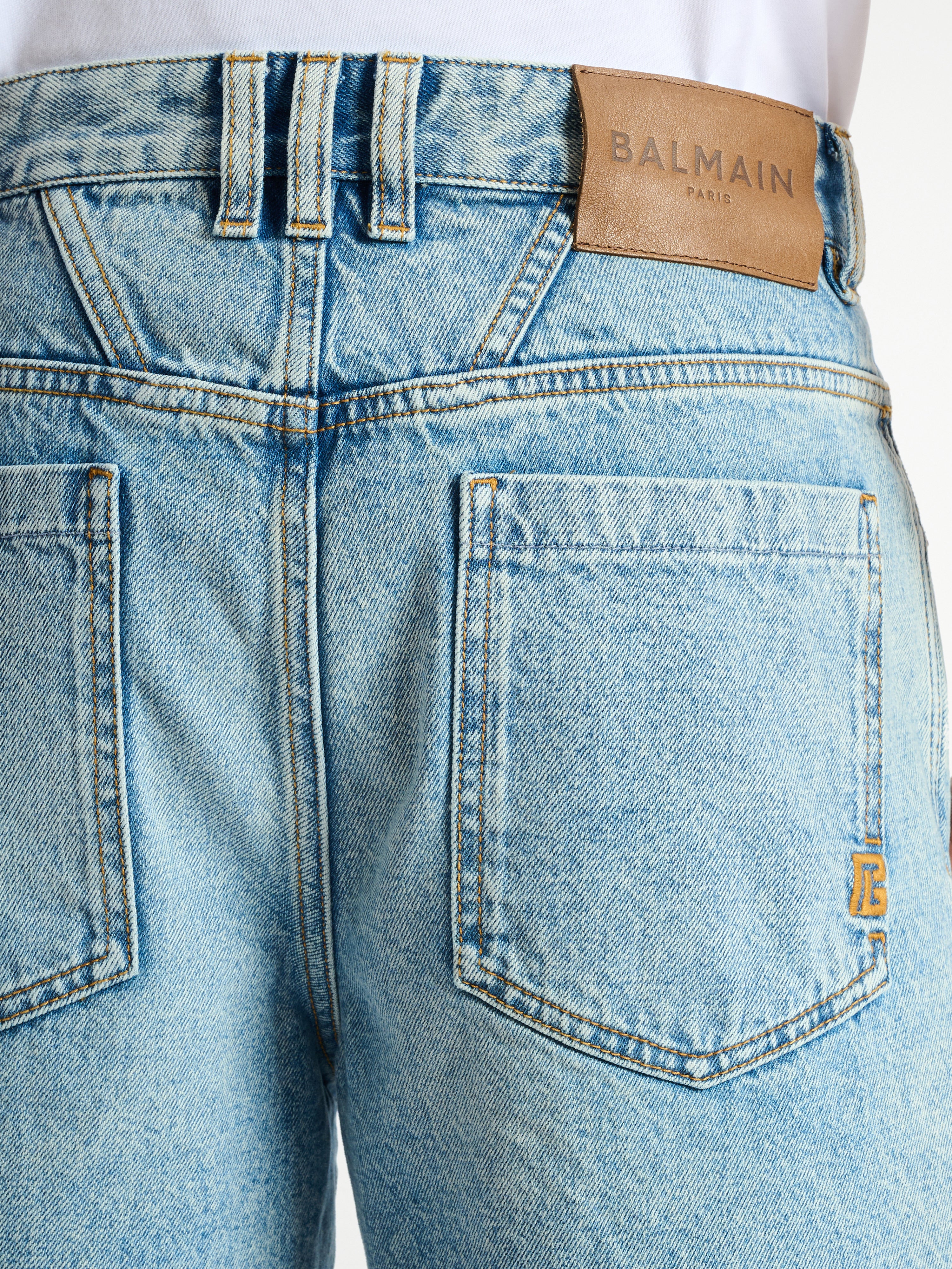 Light blue denim Bermuda shorts blue - Men | BALMAIN