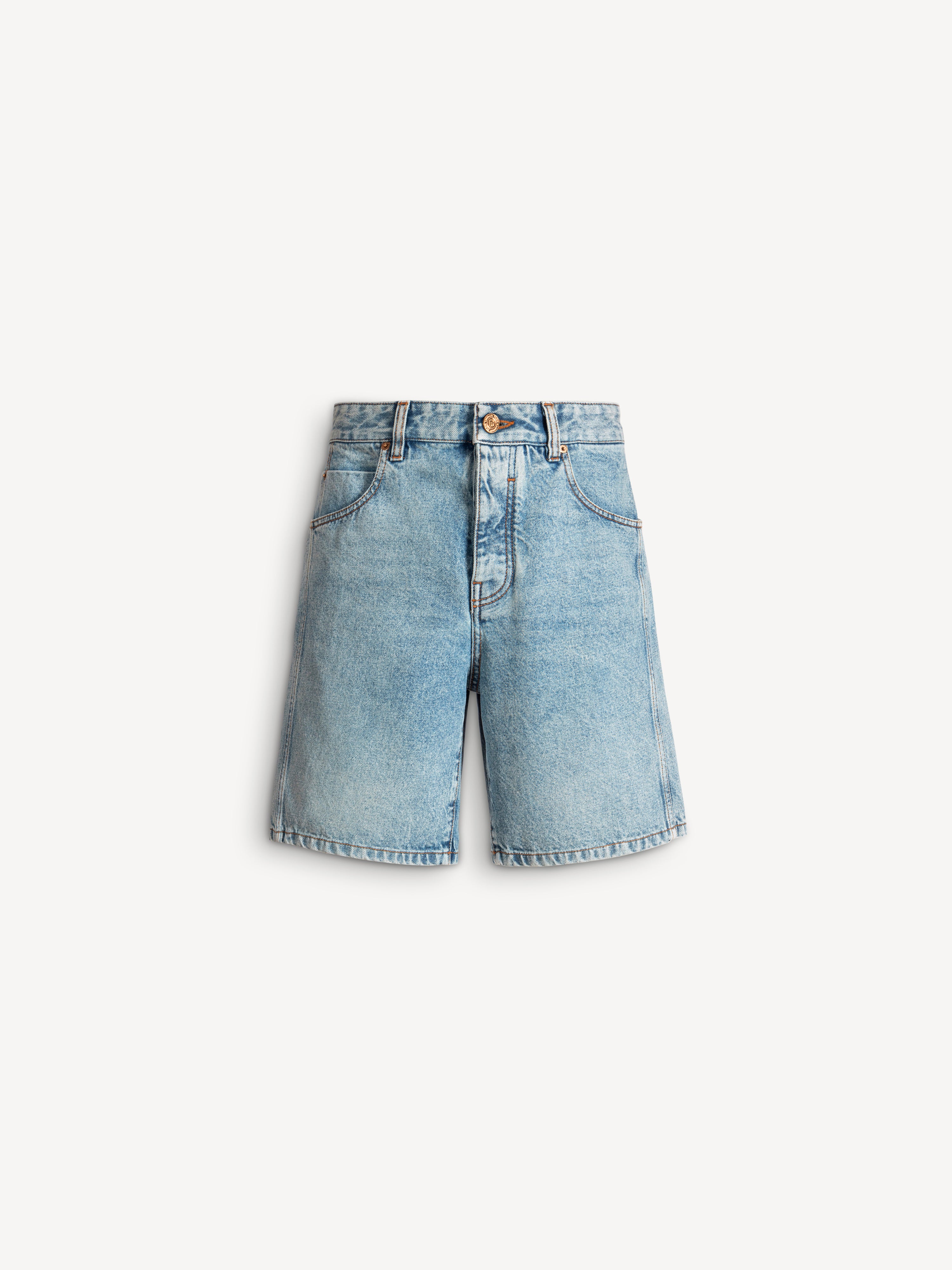 Light blue denim Bermuda shorts blue - Men | BALMAIN