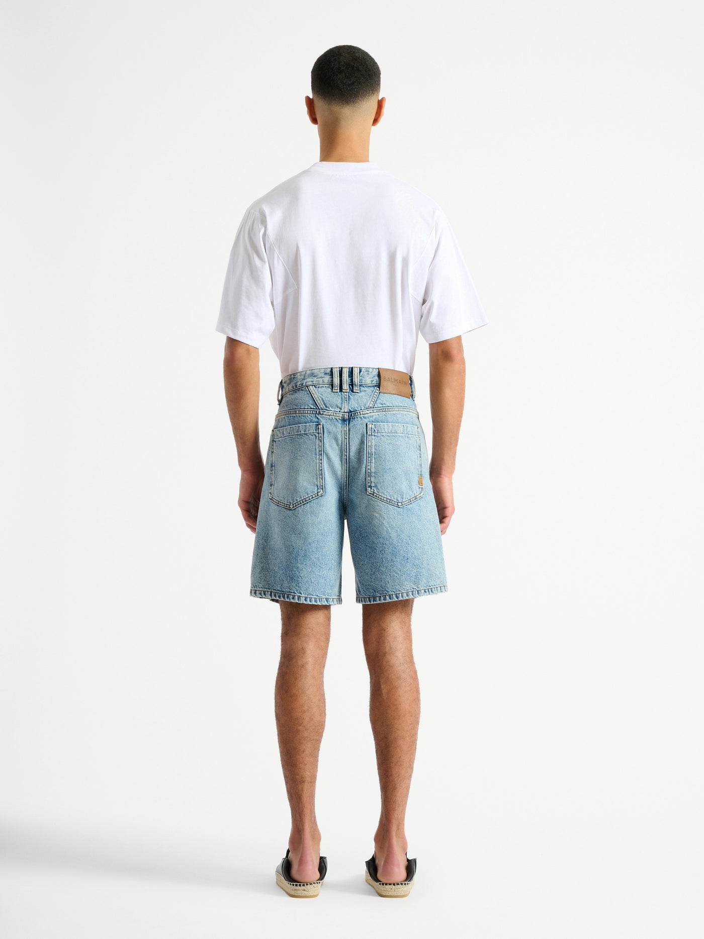 Light blue denim Bermuda shorts