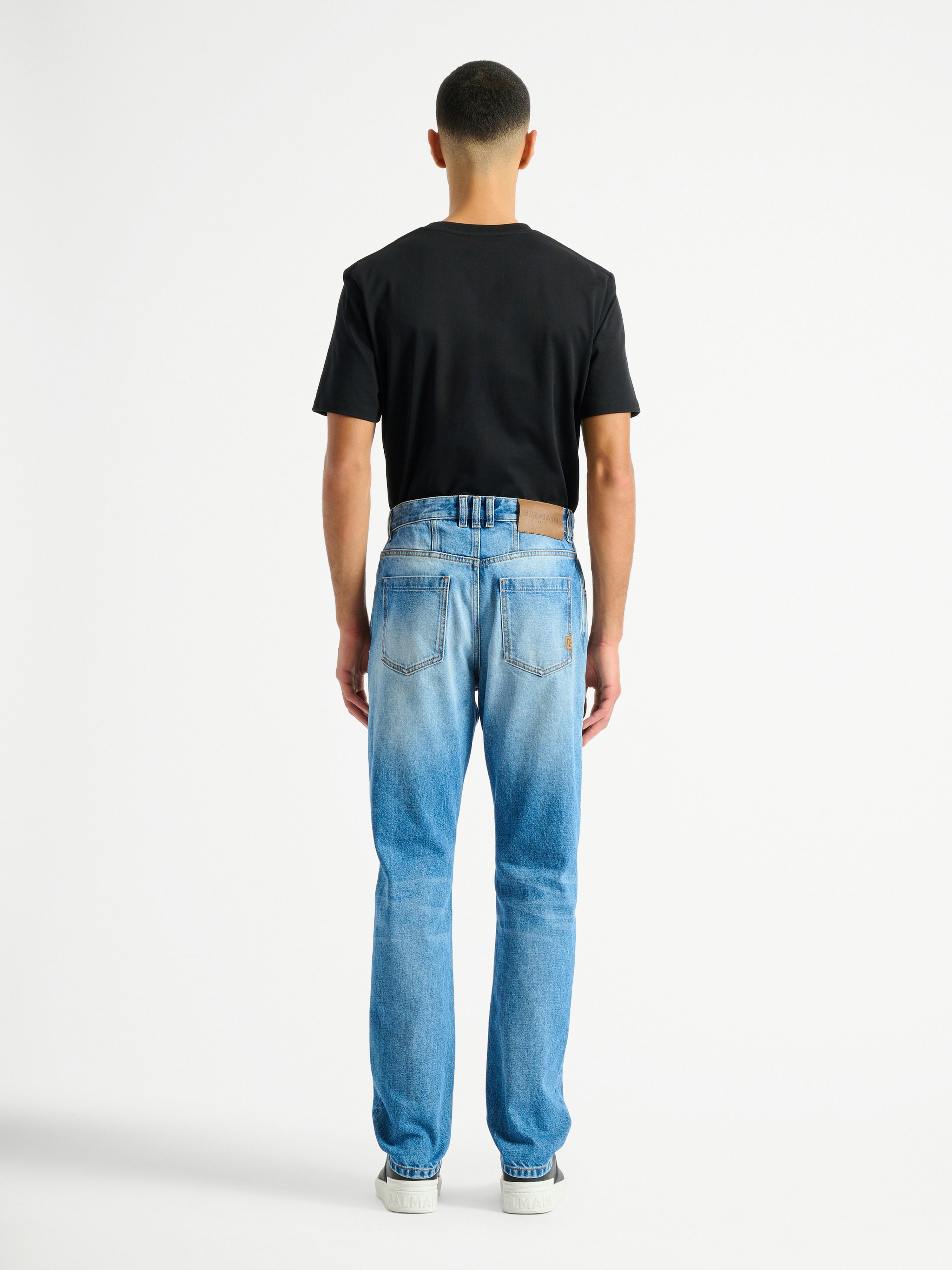 Blue ウォッシュ加工デニム ストレートジーンズ ブルー - メンズ | BALMAIN