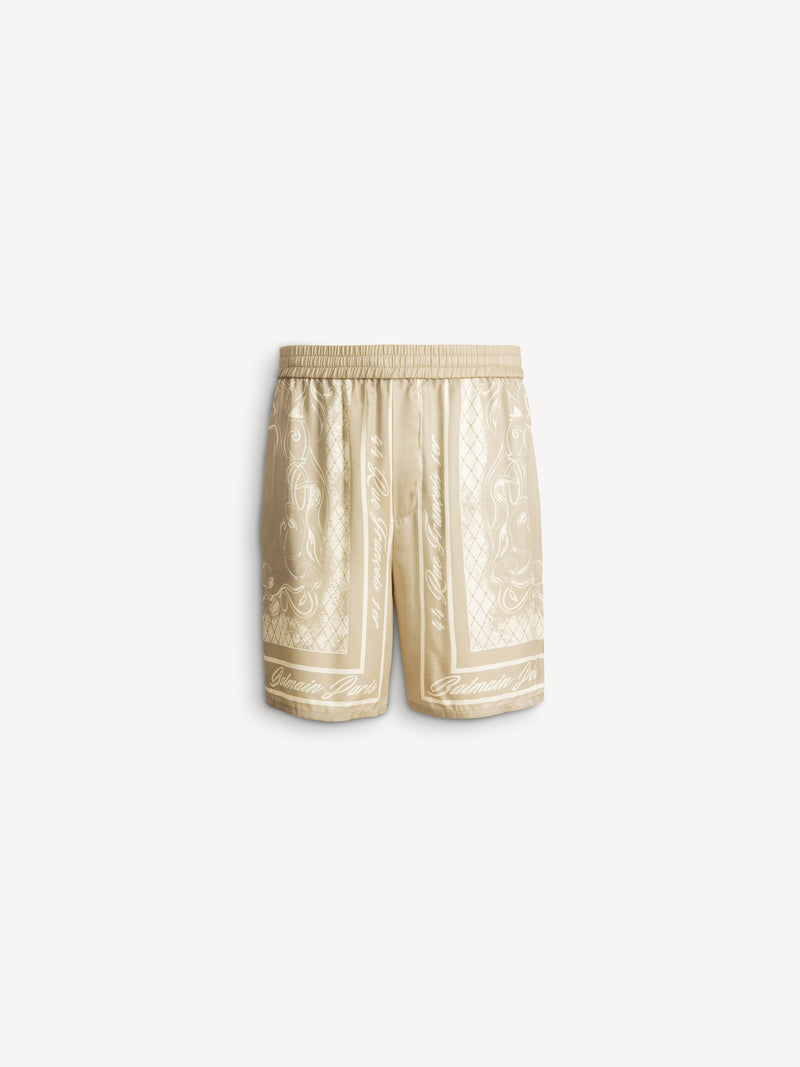 Pantalón corto pijamero con estampado Foulard