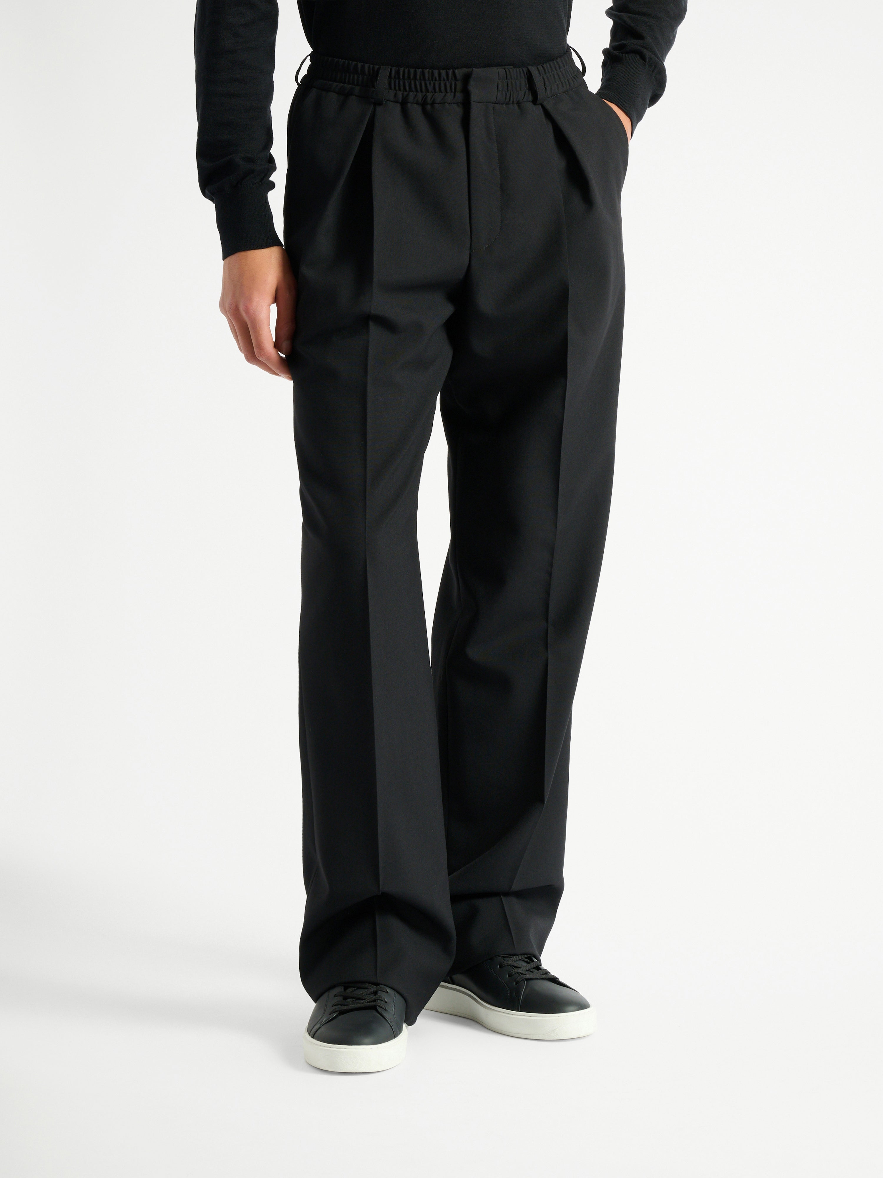 Wool trousers with elasticated waist black - Men | BALMAIN