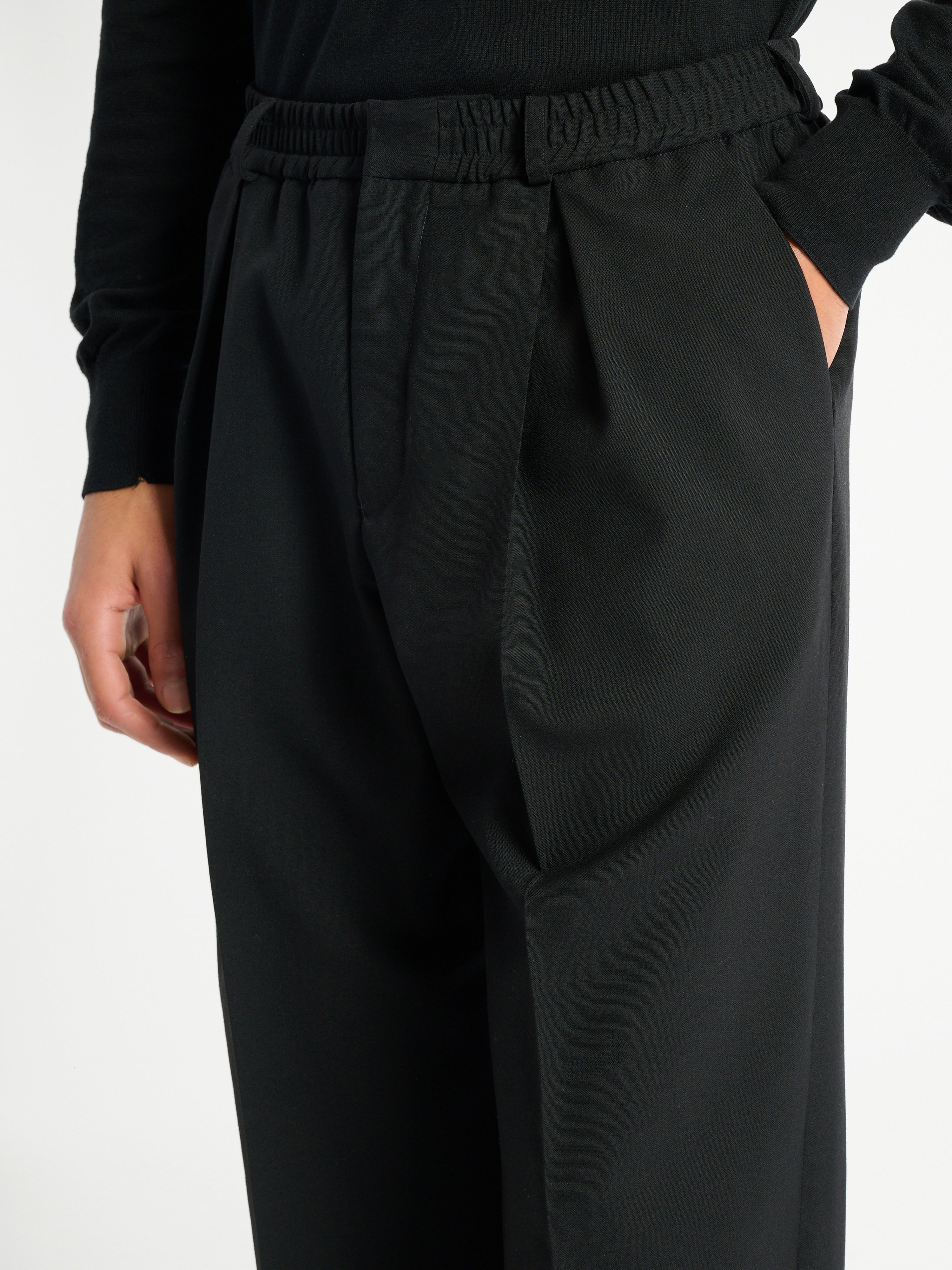 Wool trousers with elasticated waist black - Men | BALMAIN