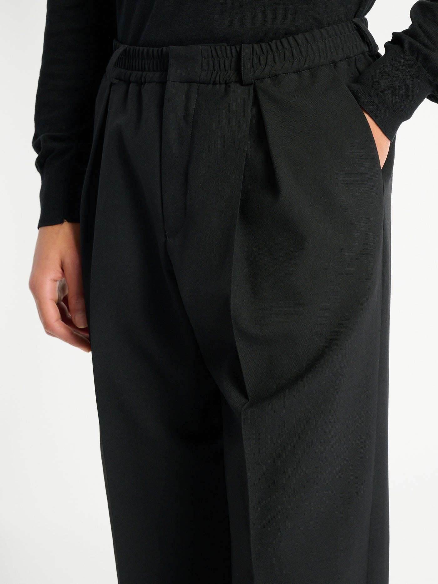 Wool trousers with elasticated waist