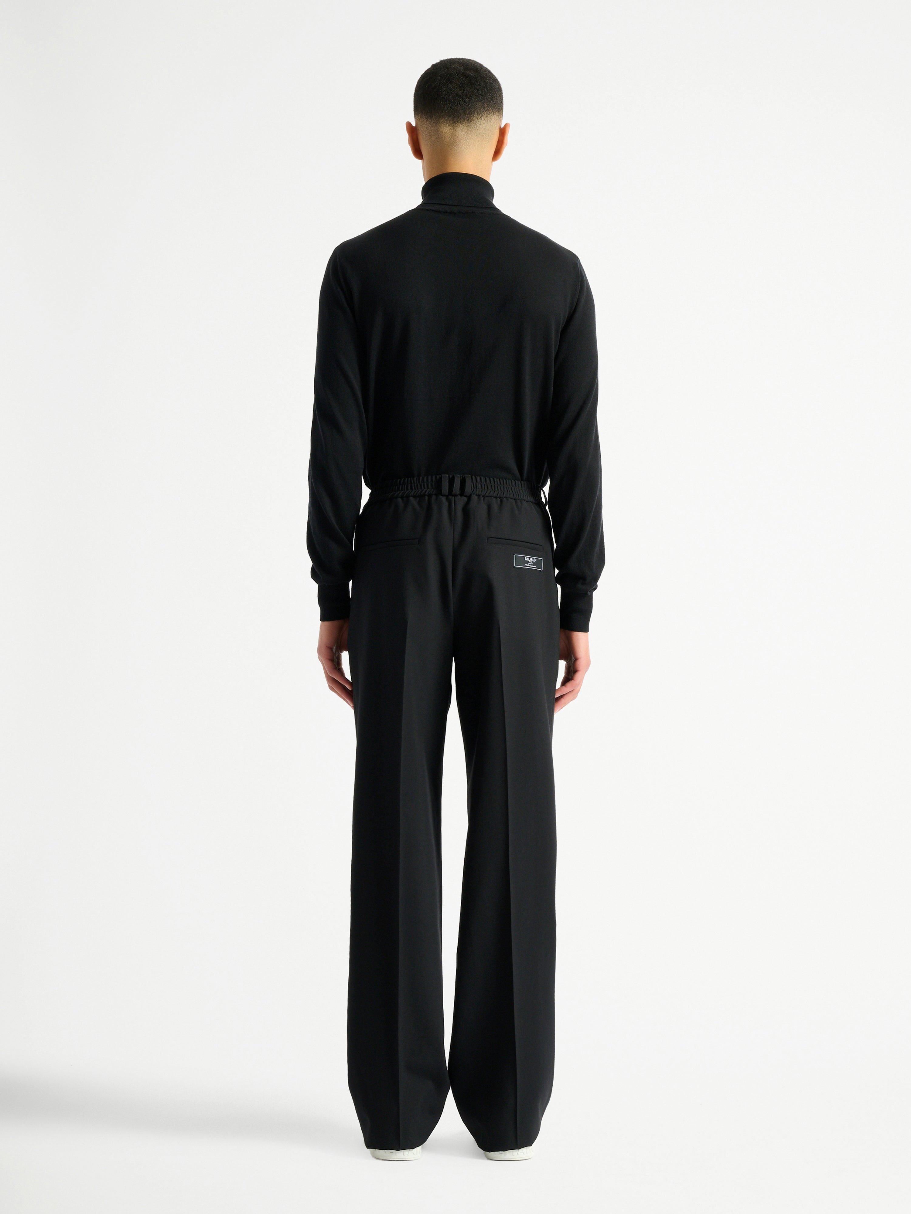 Wool trousers with elasticated waist black - Men | BALMAIN