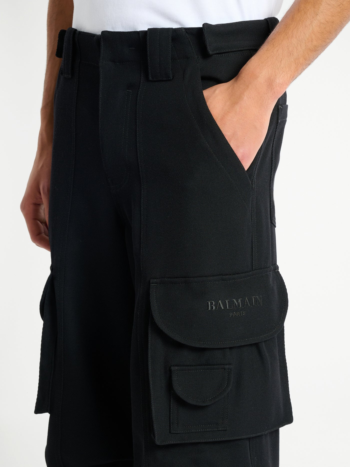 Wool twill cargo pants