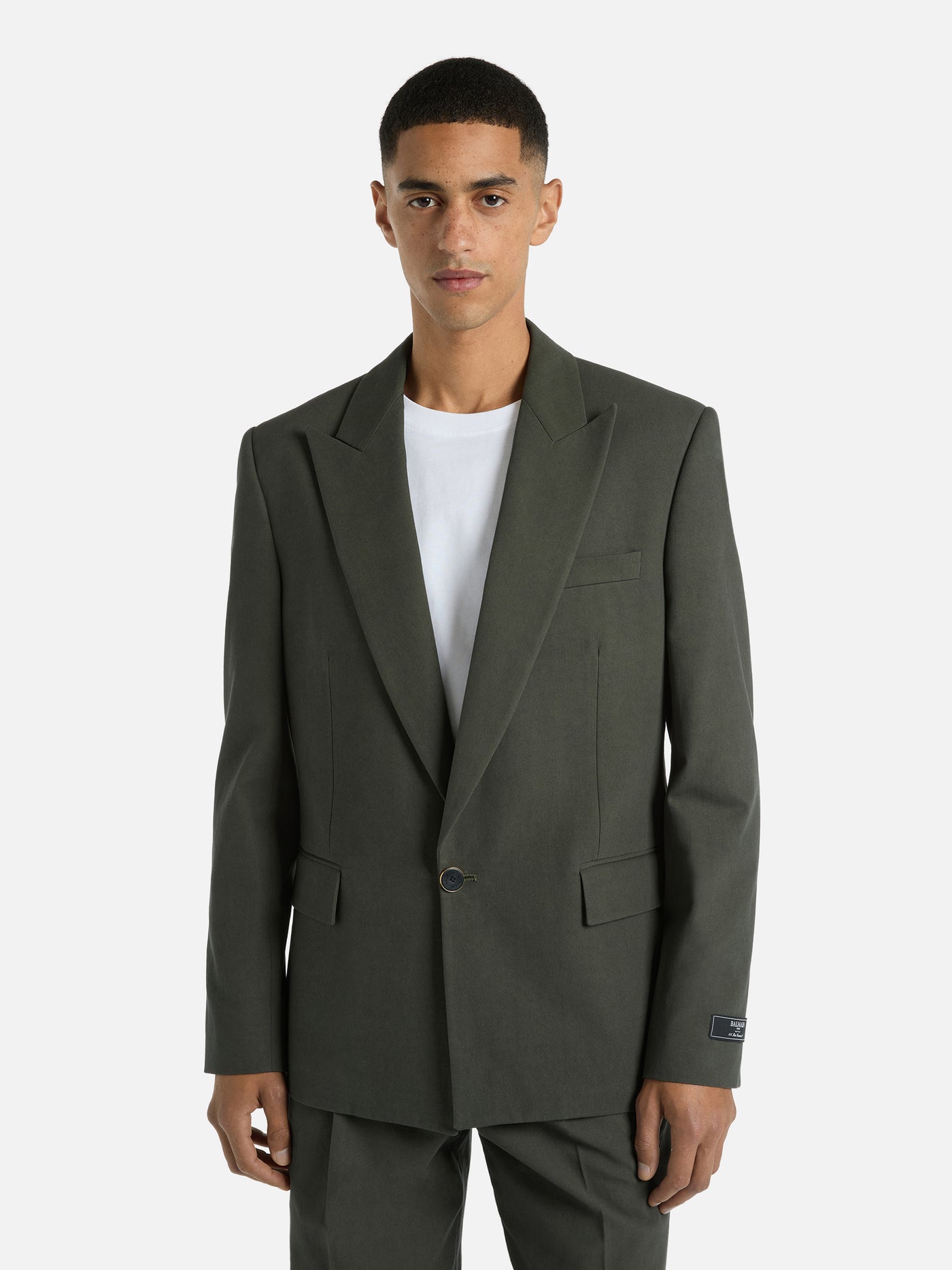 Cotton twill 1-button jacket