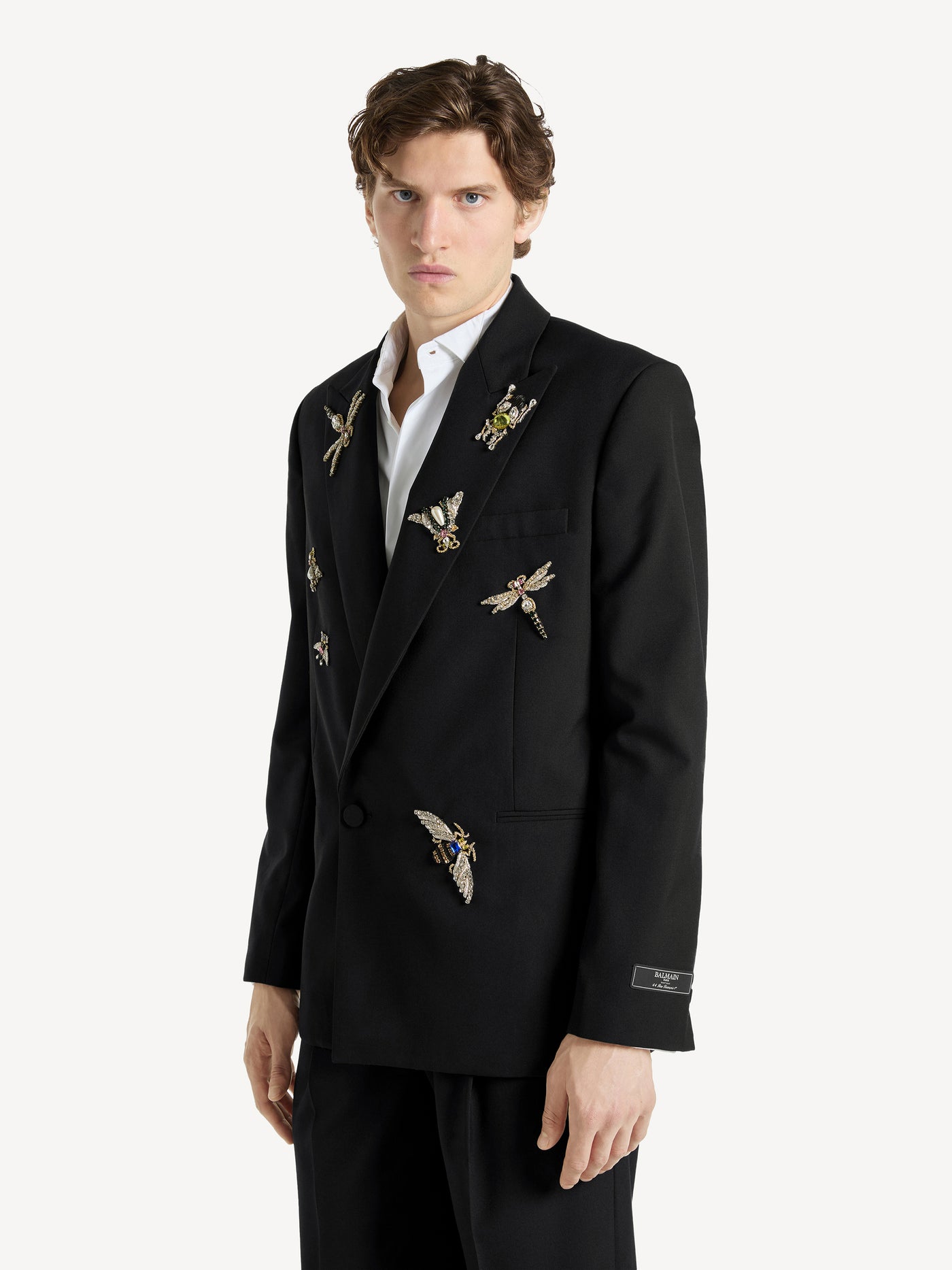 Embroidered wool and crystal Balmain Insect jacket