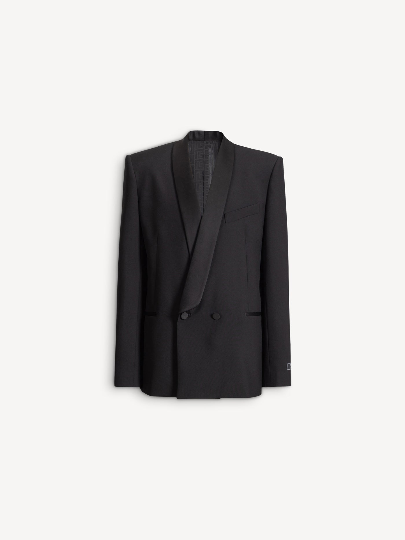 2-button jacket in wool and satin