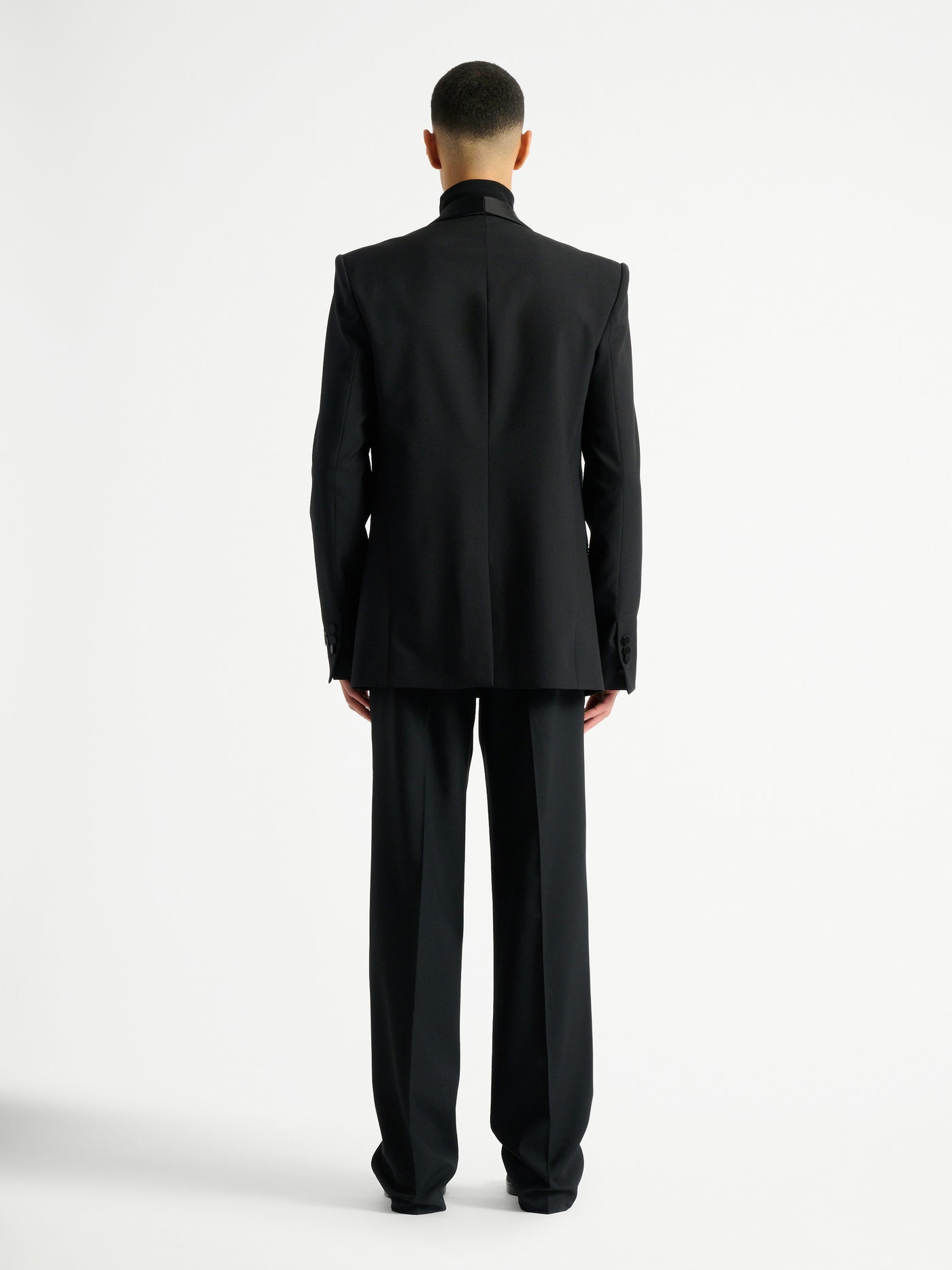 2-button jacket in wool and satin