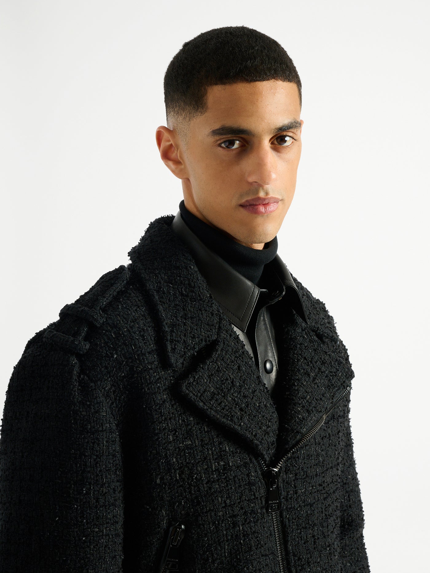 Tweed biker jacket
