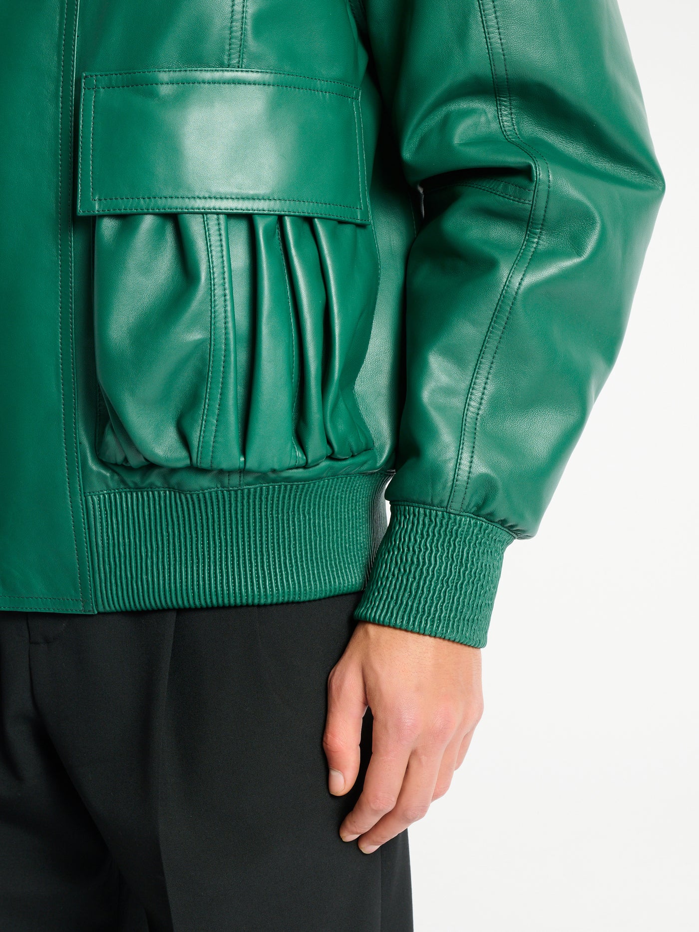 Shearling leather bomber jacket
