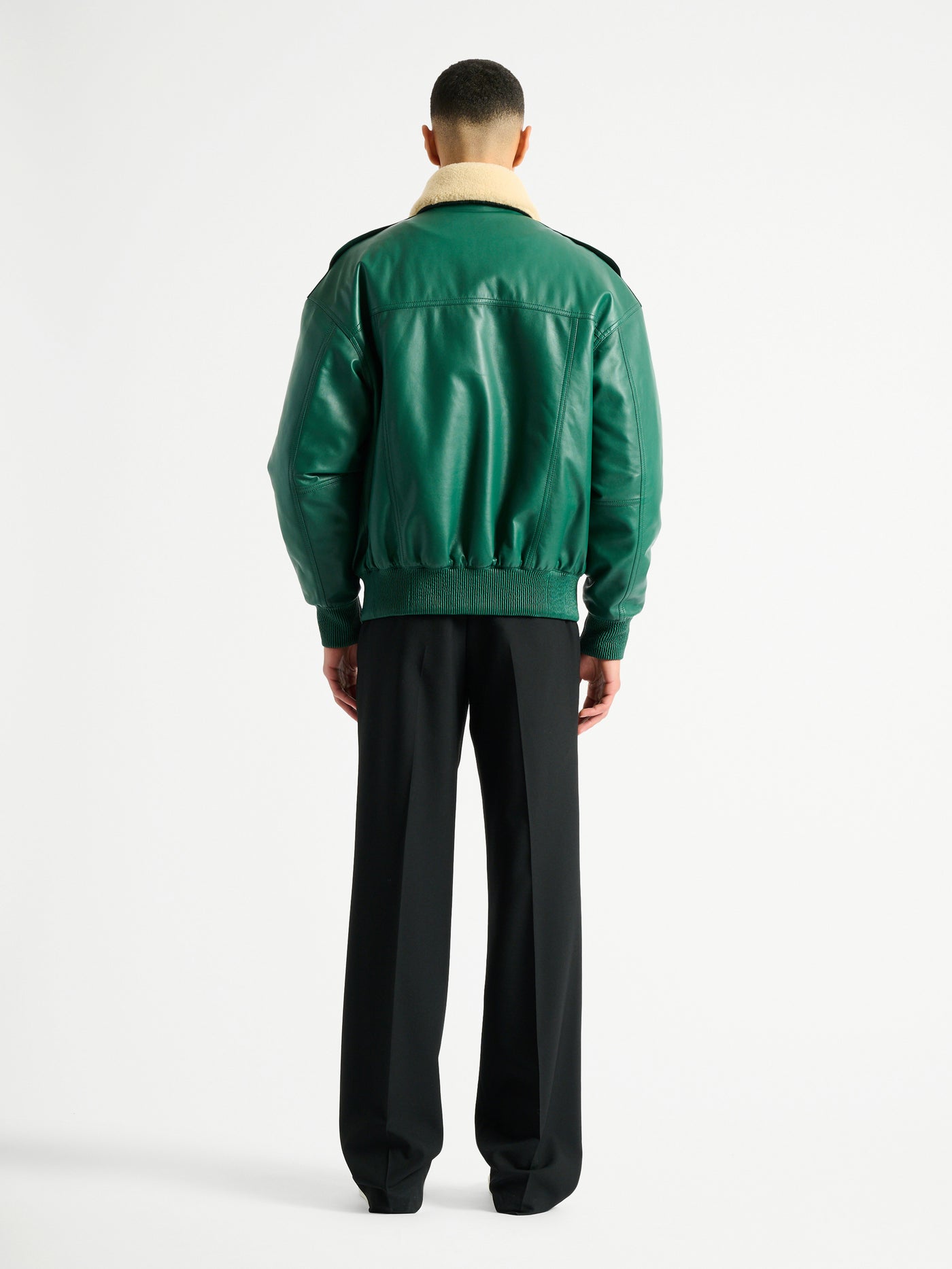 Shearling leather bomber jacket