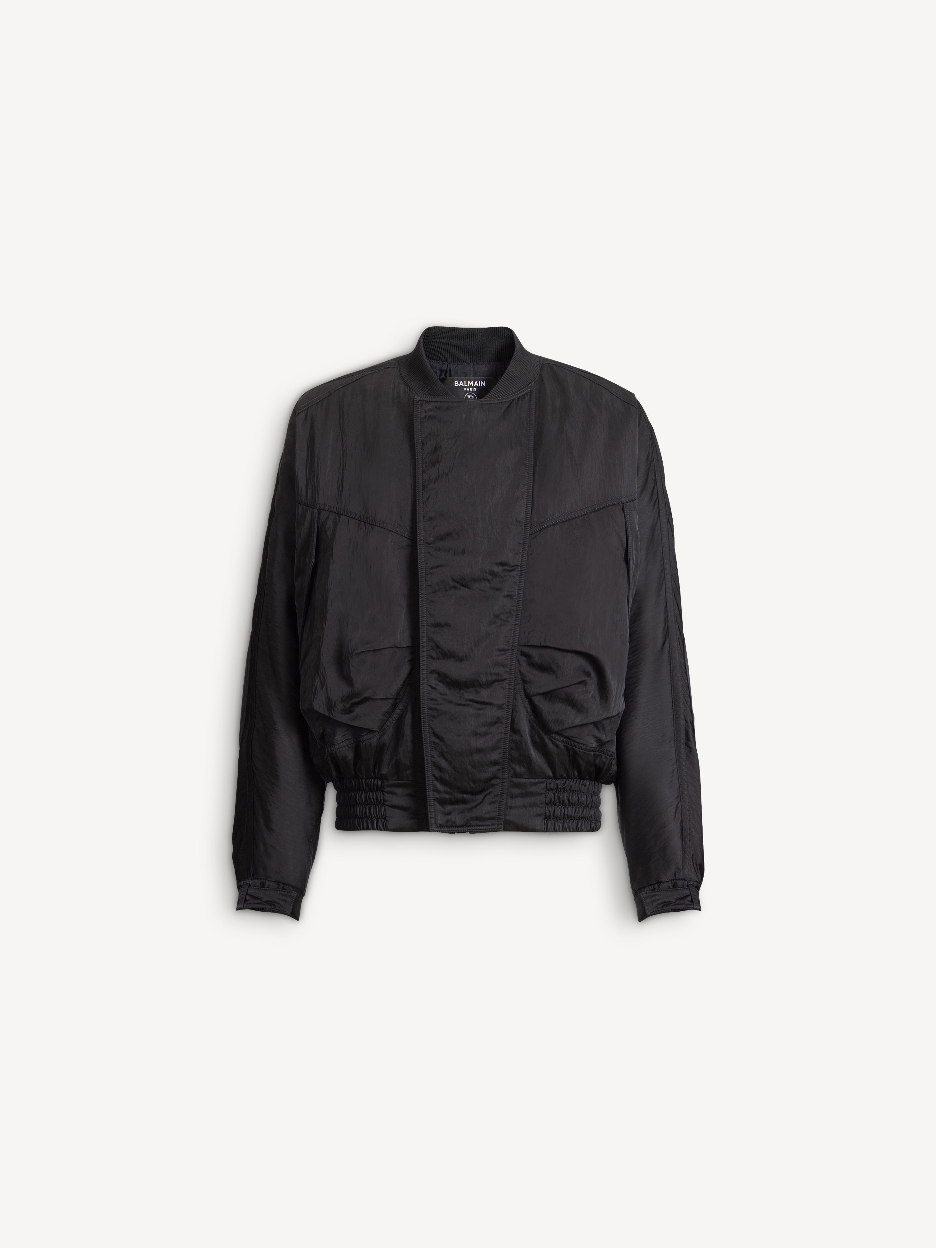 Balmain bomber jacket in textured nylon black - Men | BALMAIN