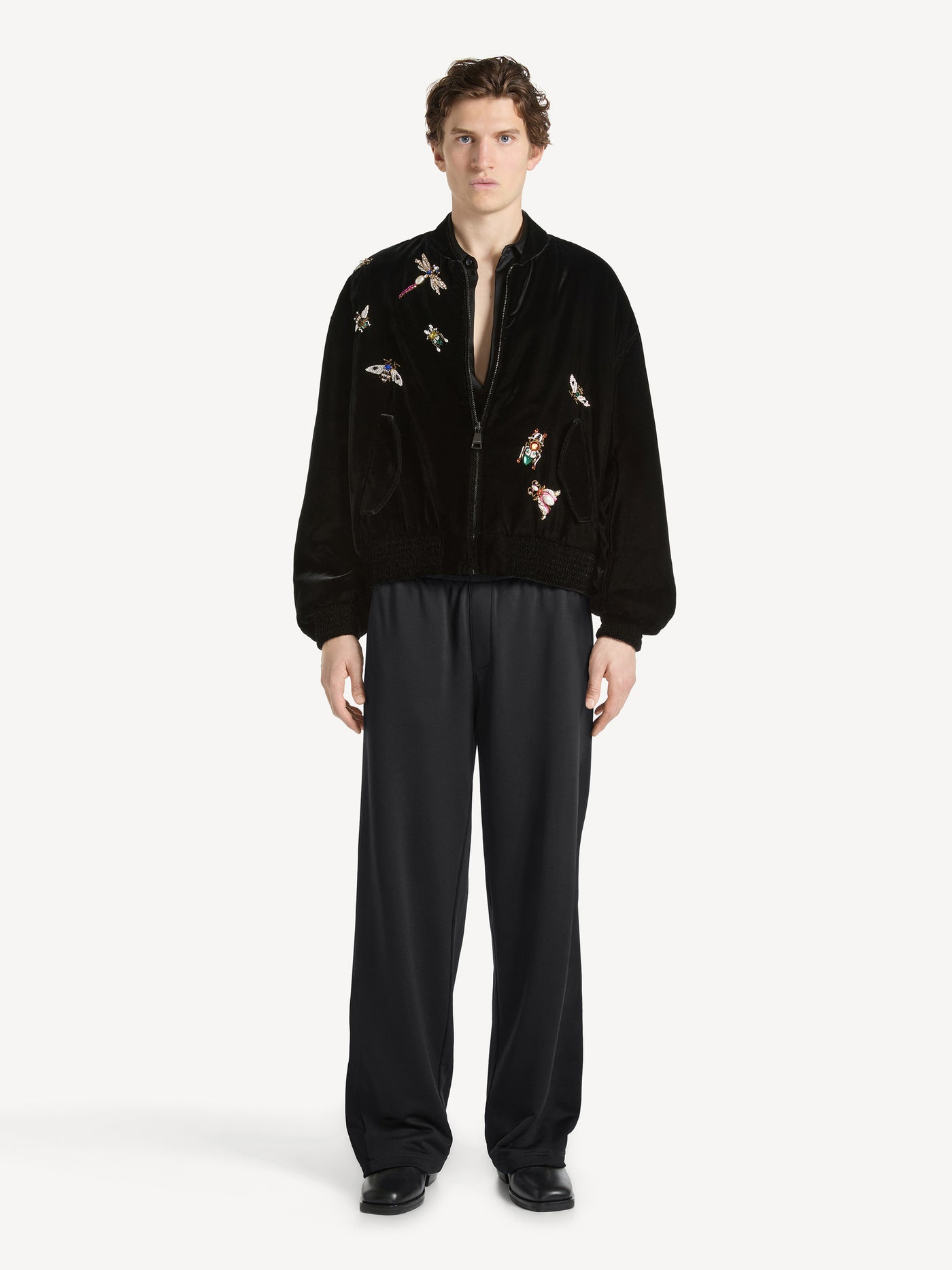 Embroidered velvet Balmain Insect bomber jacket