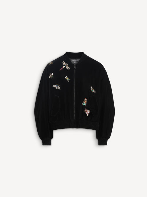 Embroidered velvet Balmain Insect bomber jacket