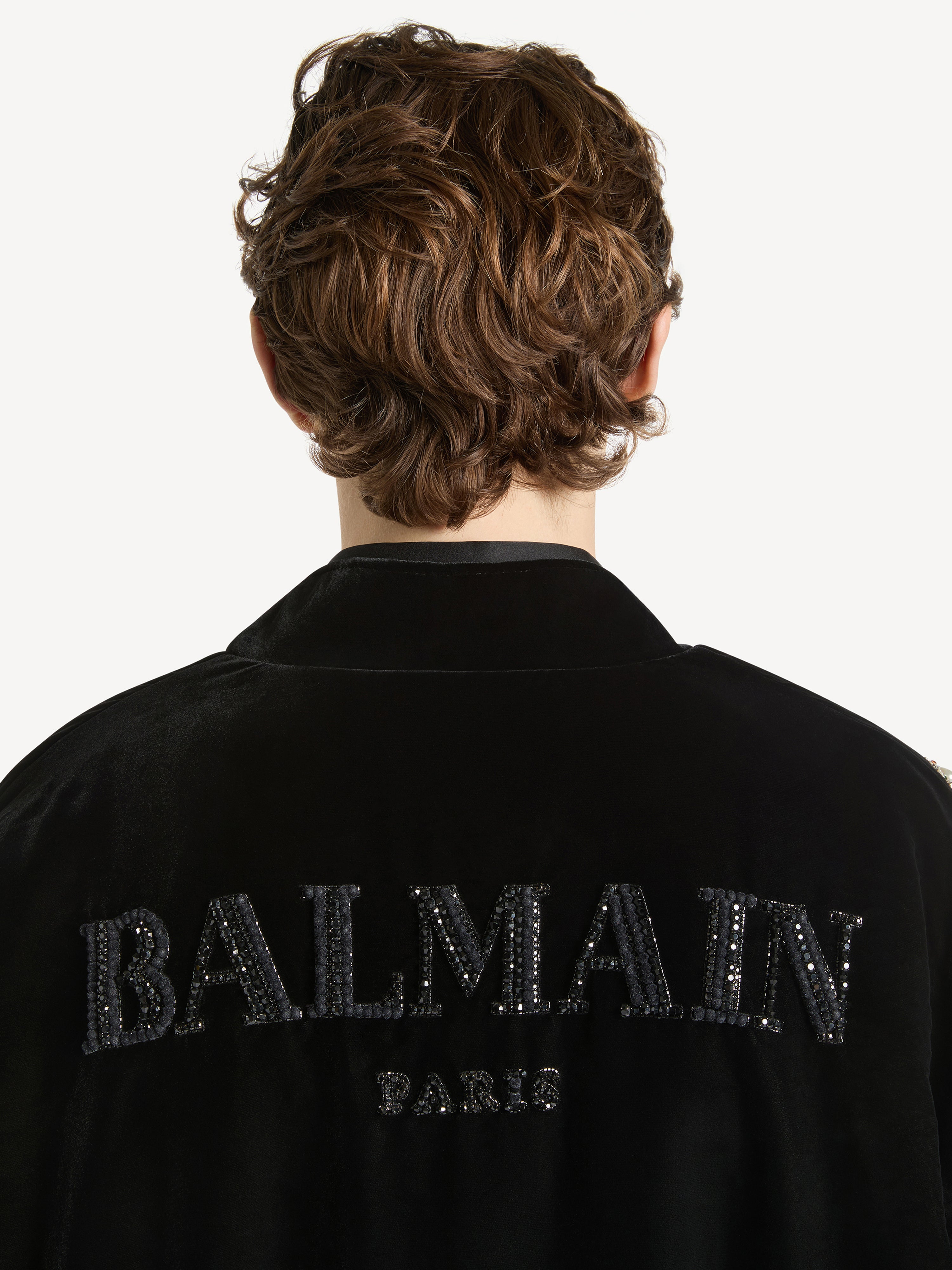 Embroidered velvet Balmain Insect bomber jacket black - Men | BALMAIN