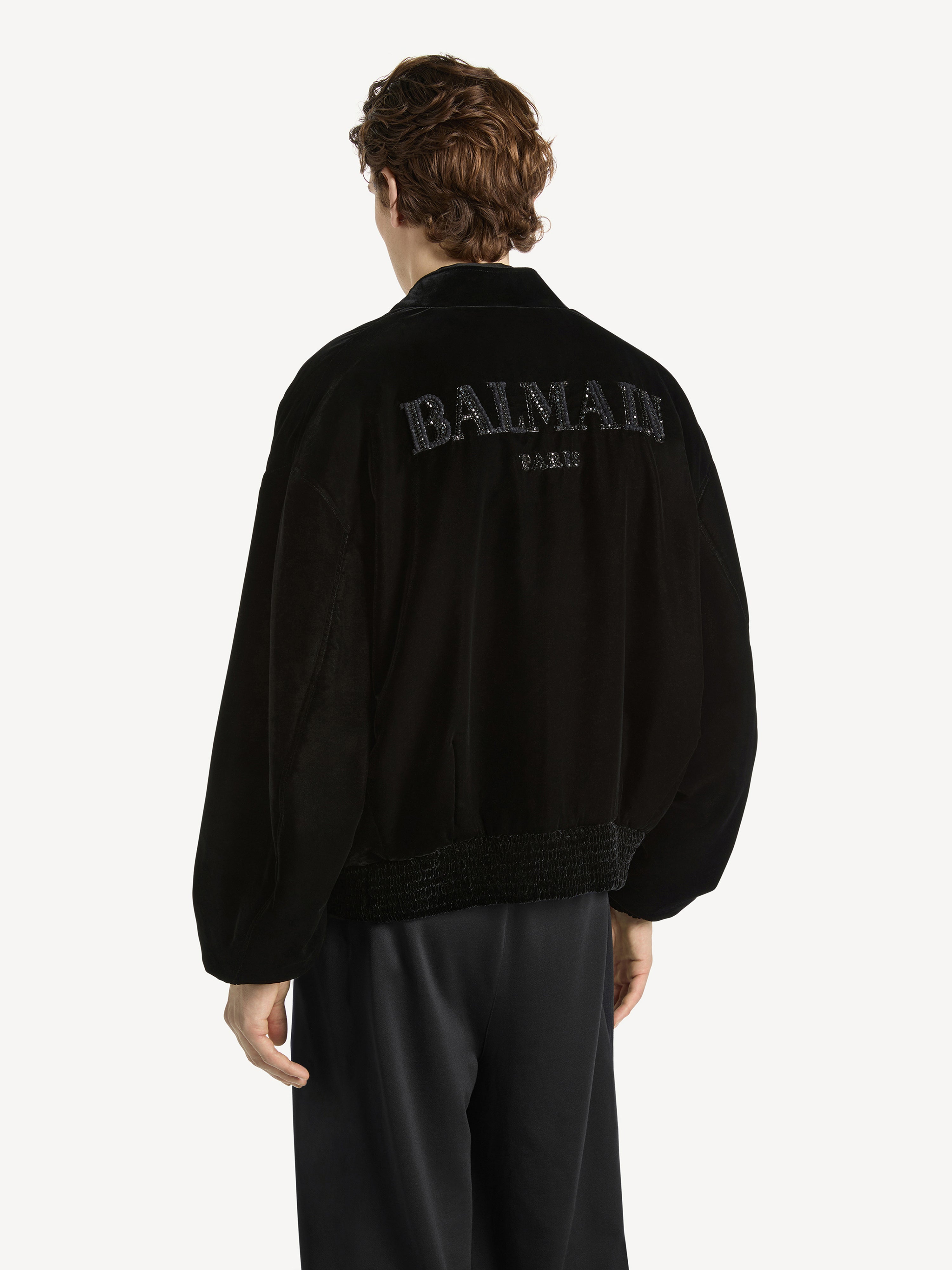 Embroidered velvet Balmain Insect bomber jacket black - Men | BALMAIN