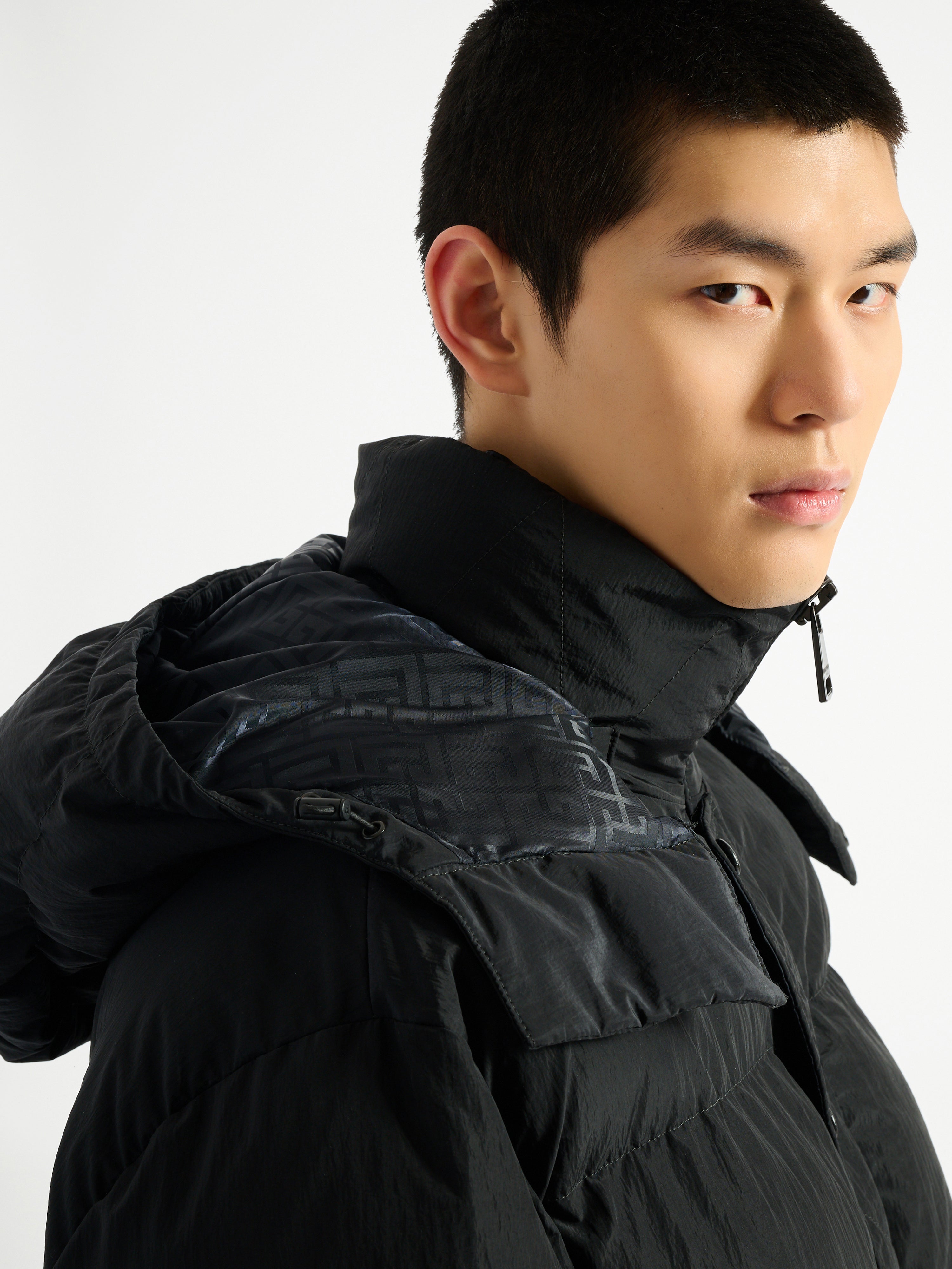 Padded nylon and leather jacket black - Men | BALMAIN