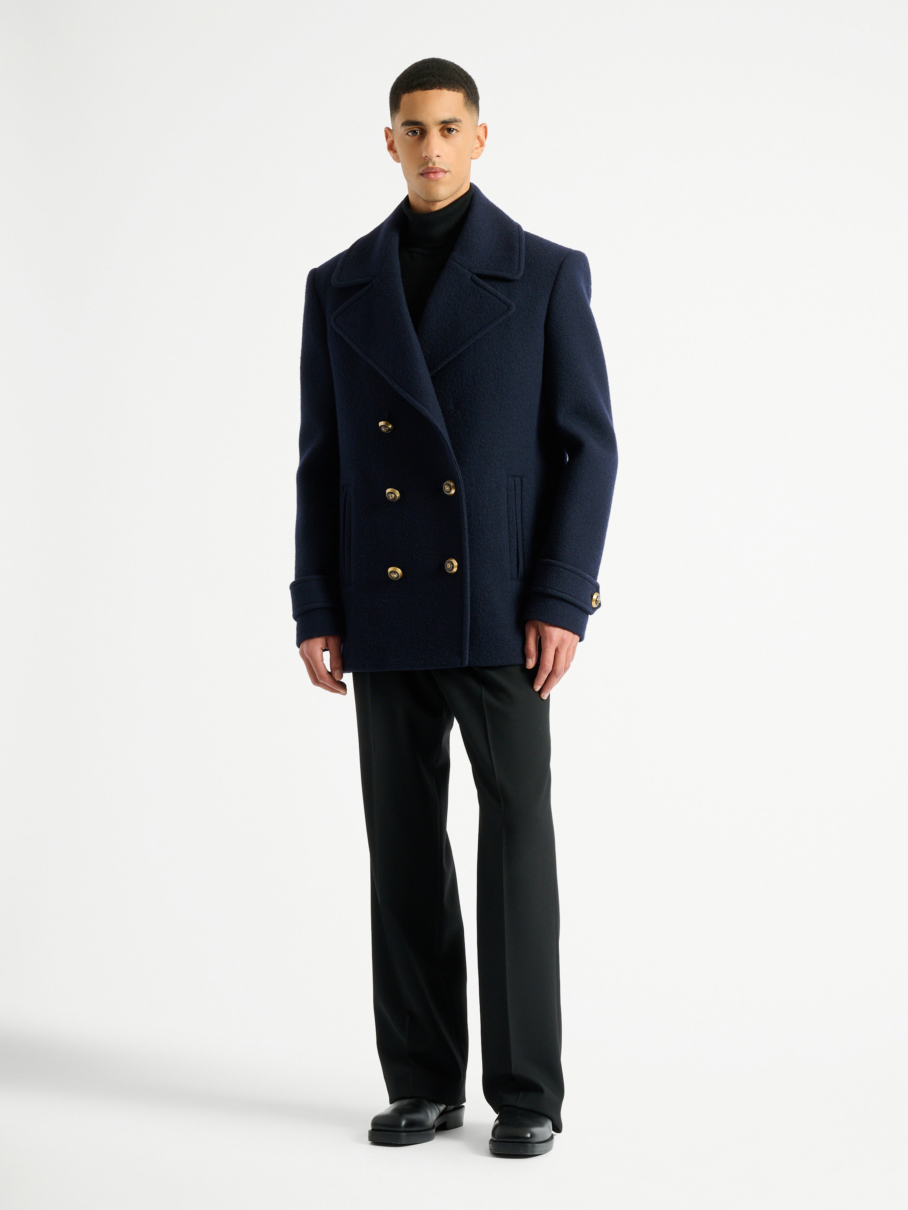 BALMAIN  ピーコート Wool pea coat navy - Men | BALMAIN