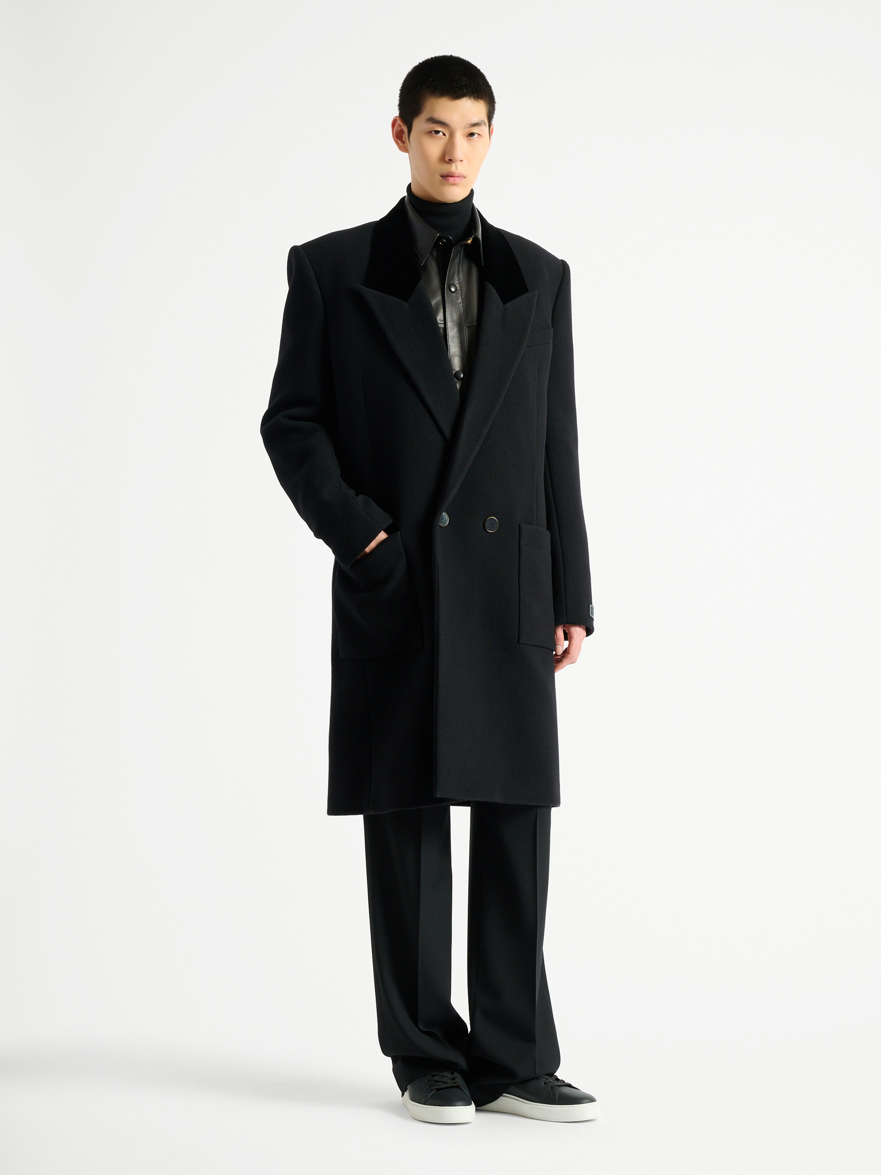 Balmain Homme AW11 Pコート　ウールコート　46 Long wool and velvet coat black - Men | BALMAIN