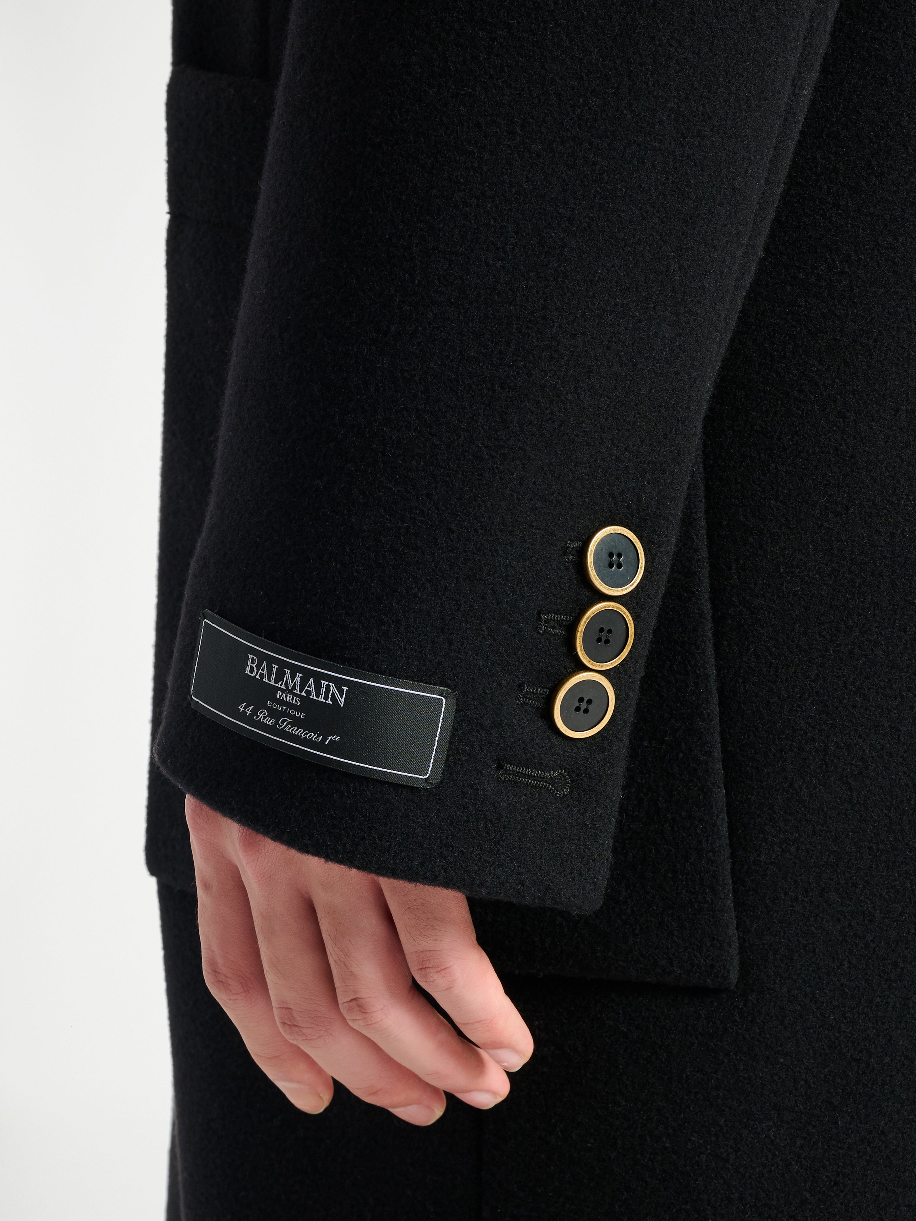 Long wool and velvet coat black - Men | BALMAIN